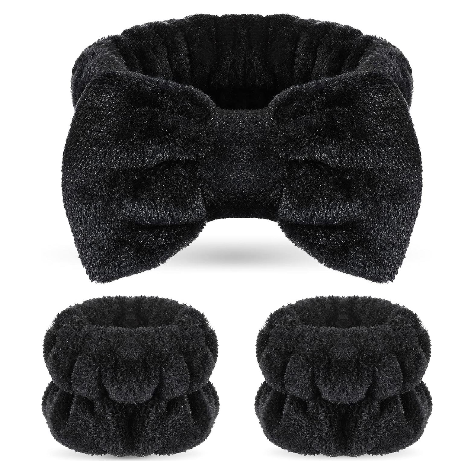 Set de 3 Piezas Banda para Cabeza y Muñequera Hanaive Negro