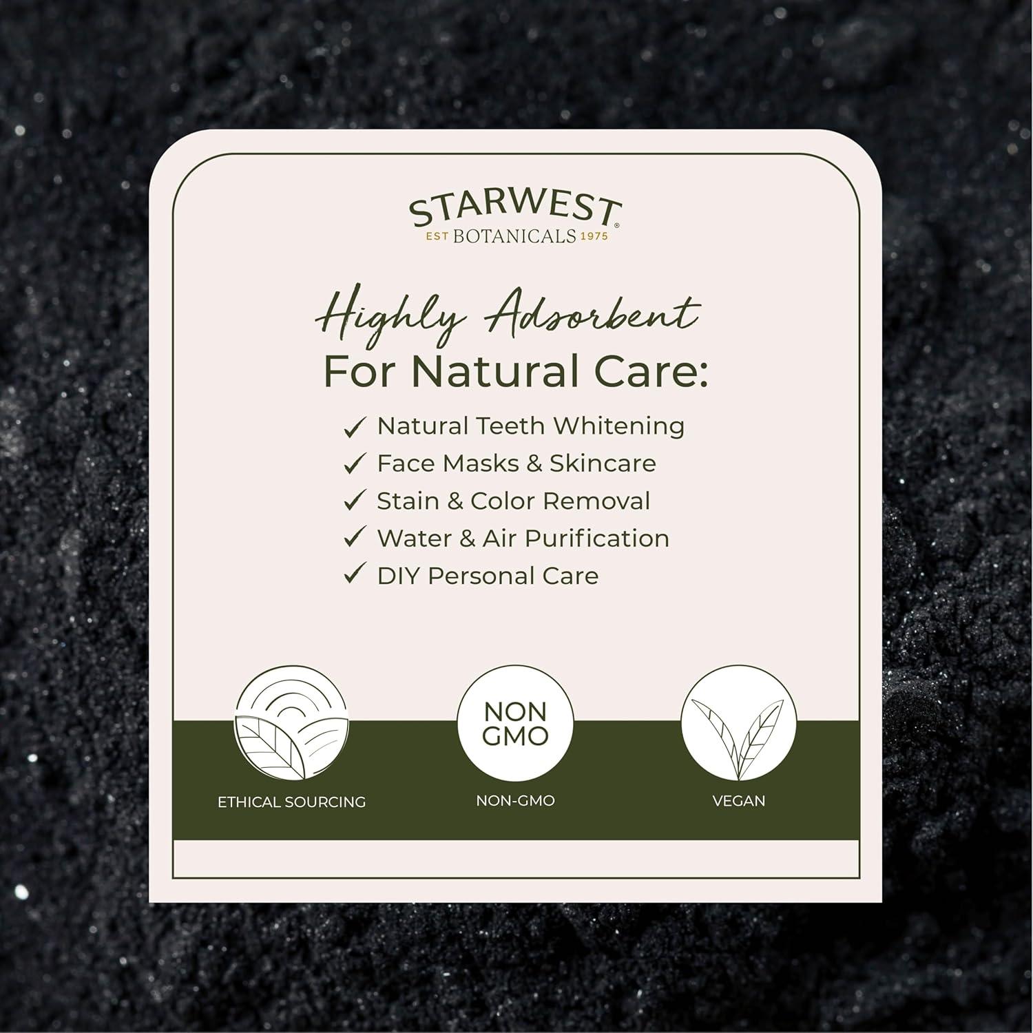 Polvo de Carbón Activado Starwest Botanicals 0.45 kg Grado Alimenticio