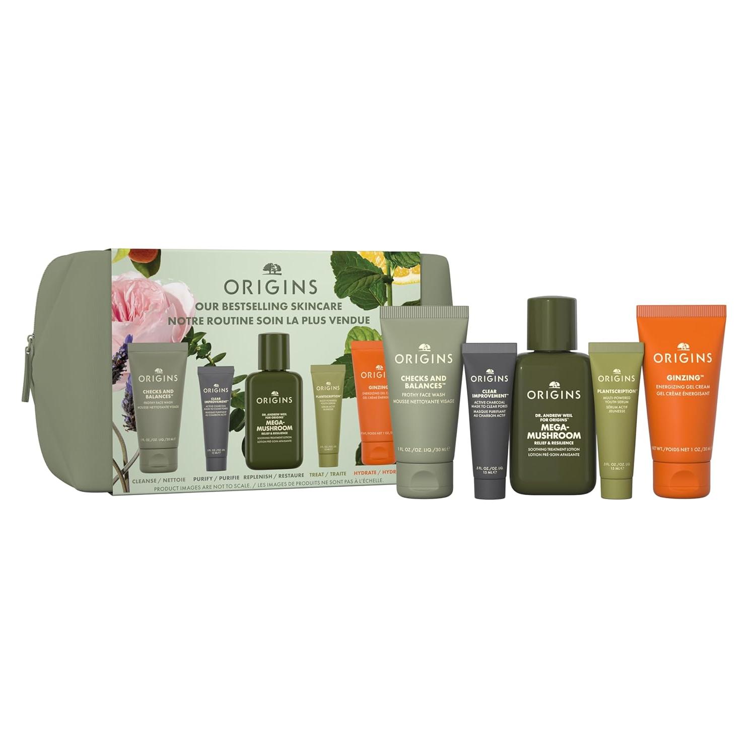 Conjunto de Cuidado de la Piel Origins | Limpiador, Suero, Hidratante