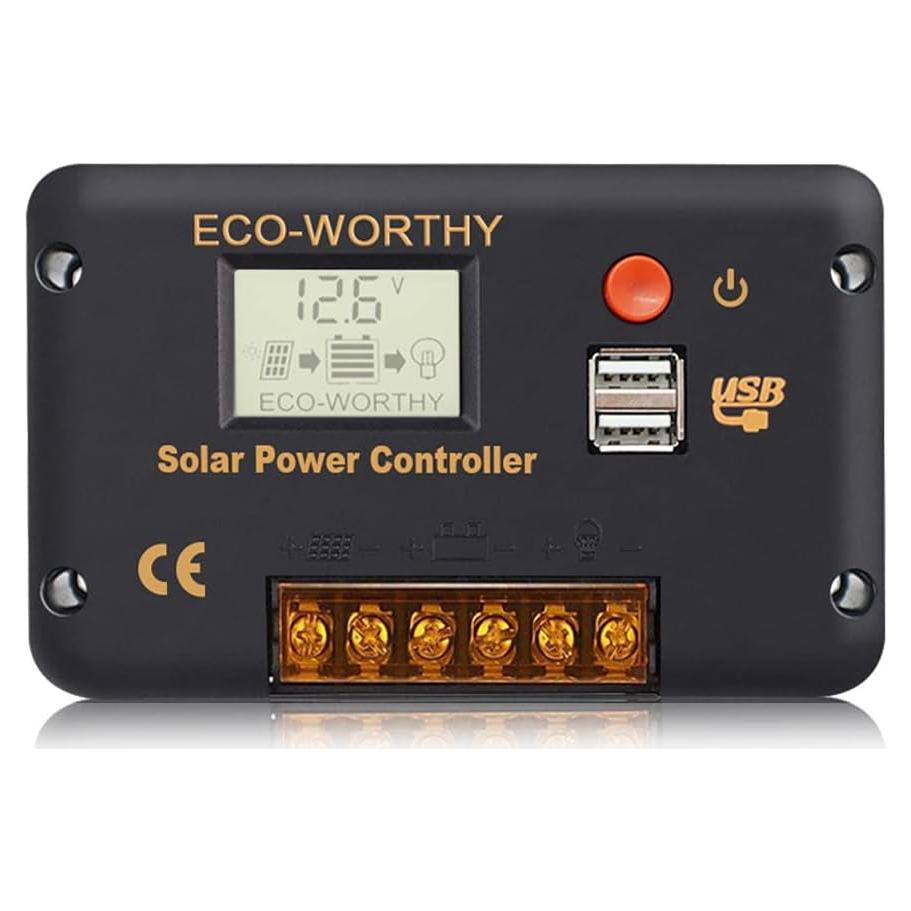 Controlador de Carga Solar ECO-WORTHY 30A 12/24V USB