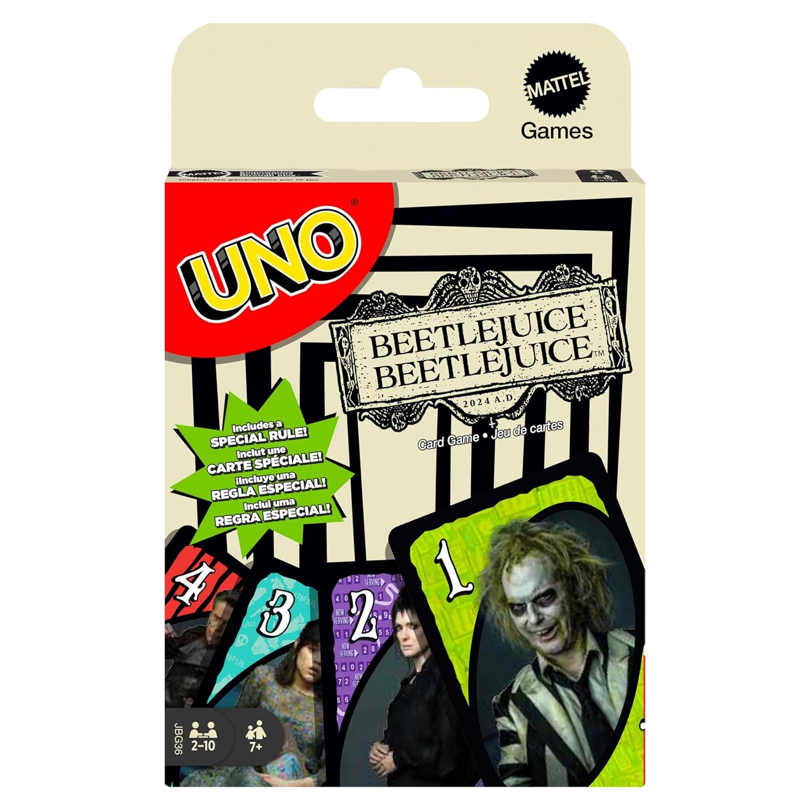 Juego de cartas UNO Beetlejuice Mattel 2-10 jugadores 7+ años