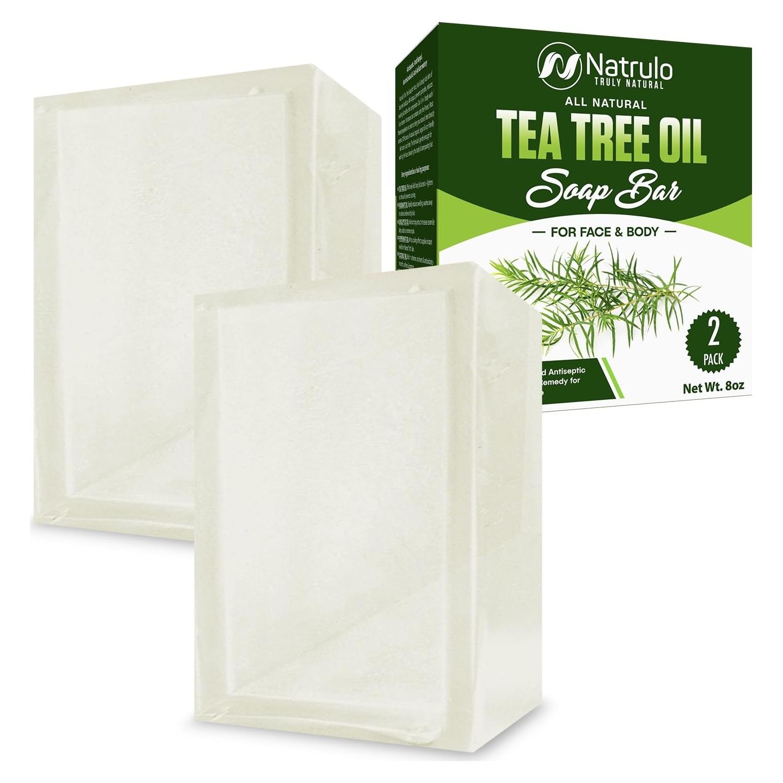 Jabón Natural de Aceite de Árbol de Té Natrulo 113g - Limpiador Facial y Corporal