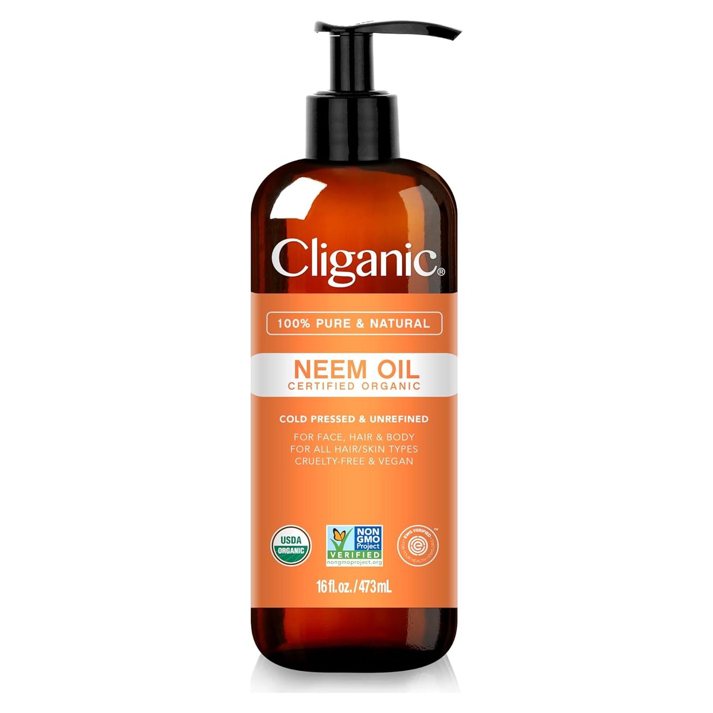 Aceite de Neem Orgánico Cliganic 473ml Puro para Piel y Plantas