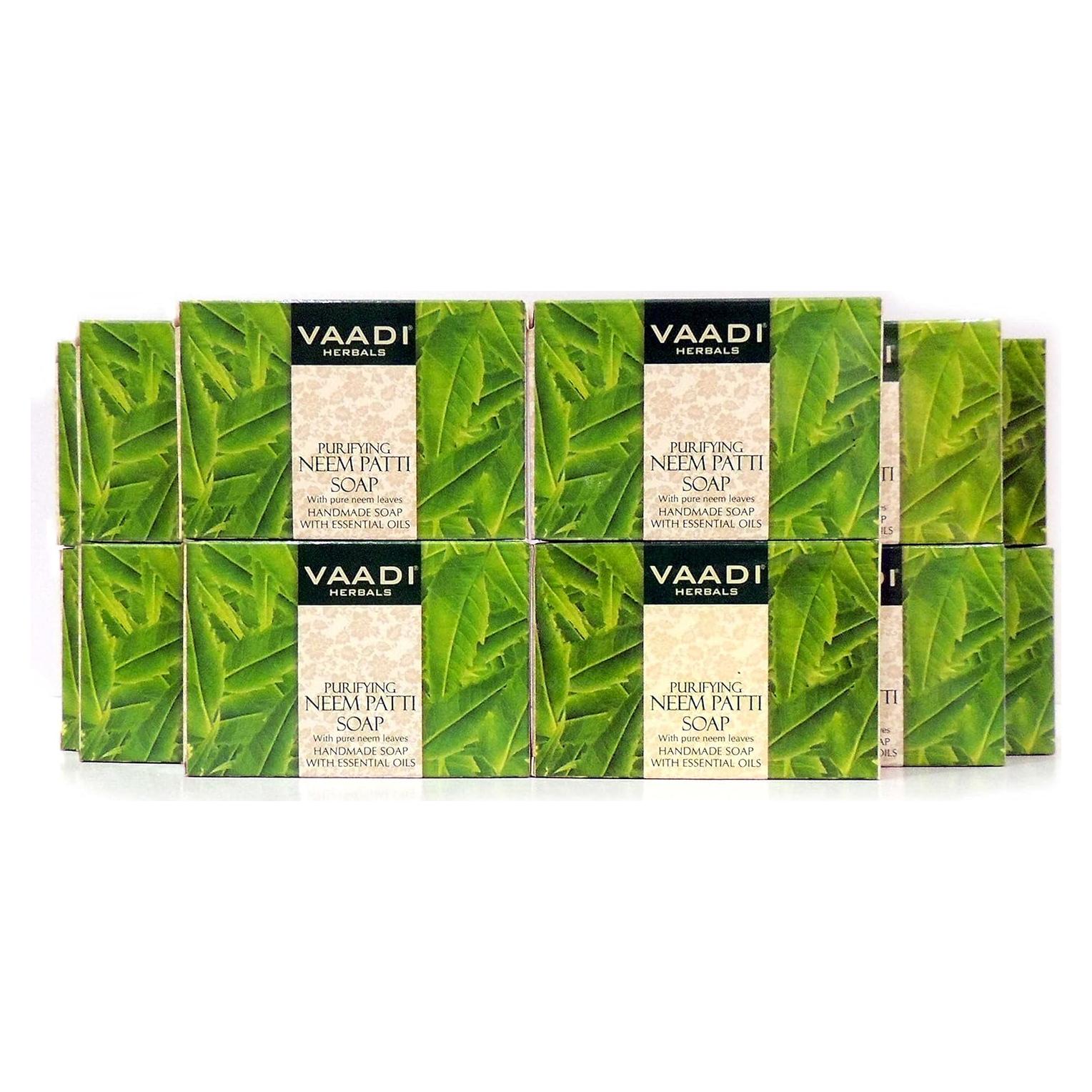 Jabón Natural de Neem Vaadi Herbals - 12 Piezas de 75g