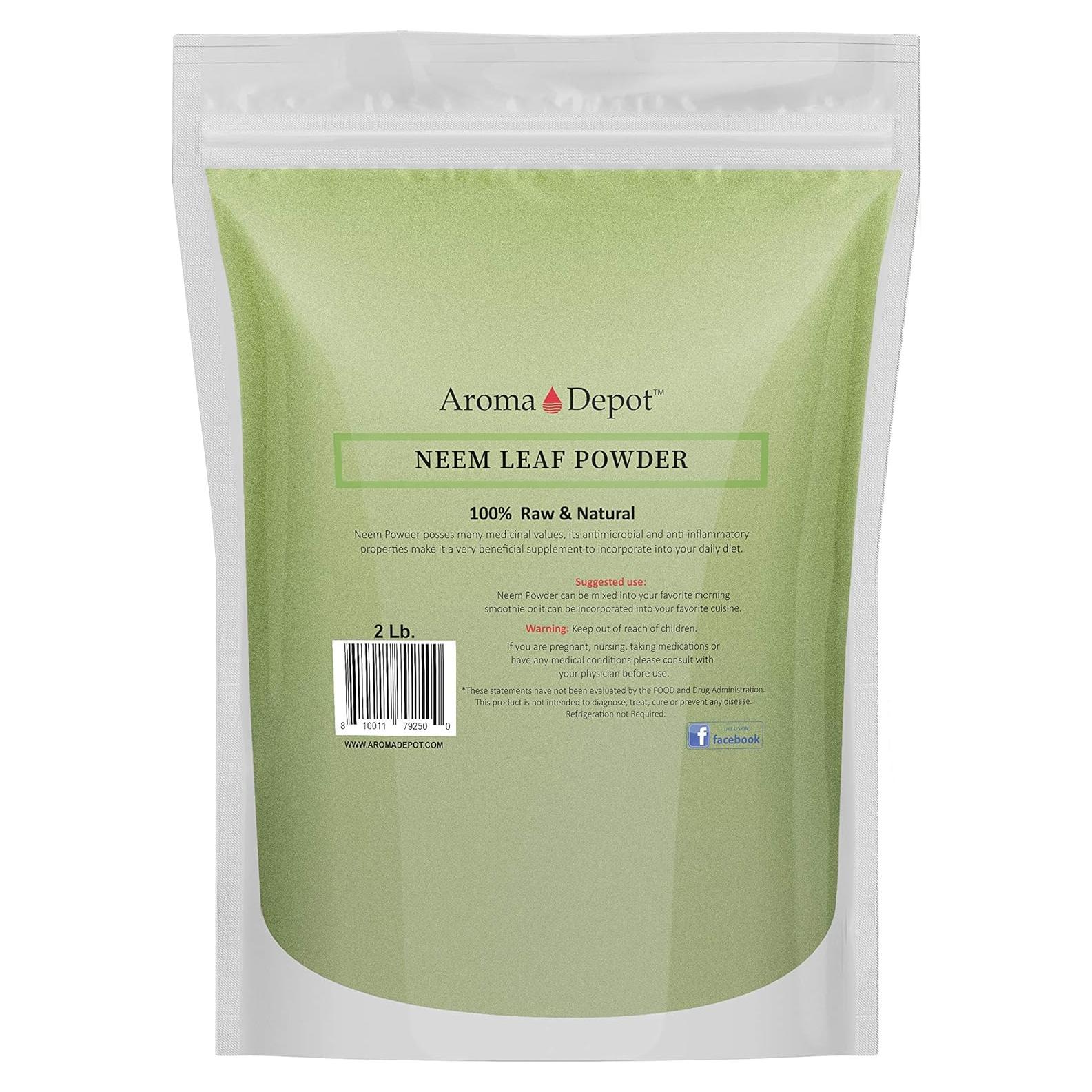 Polvo de Hoja de Neem 100% Puro Aroma Depot 910g Vegano