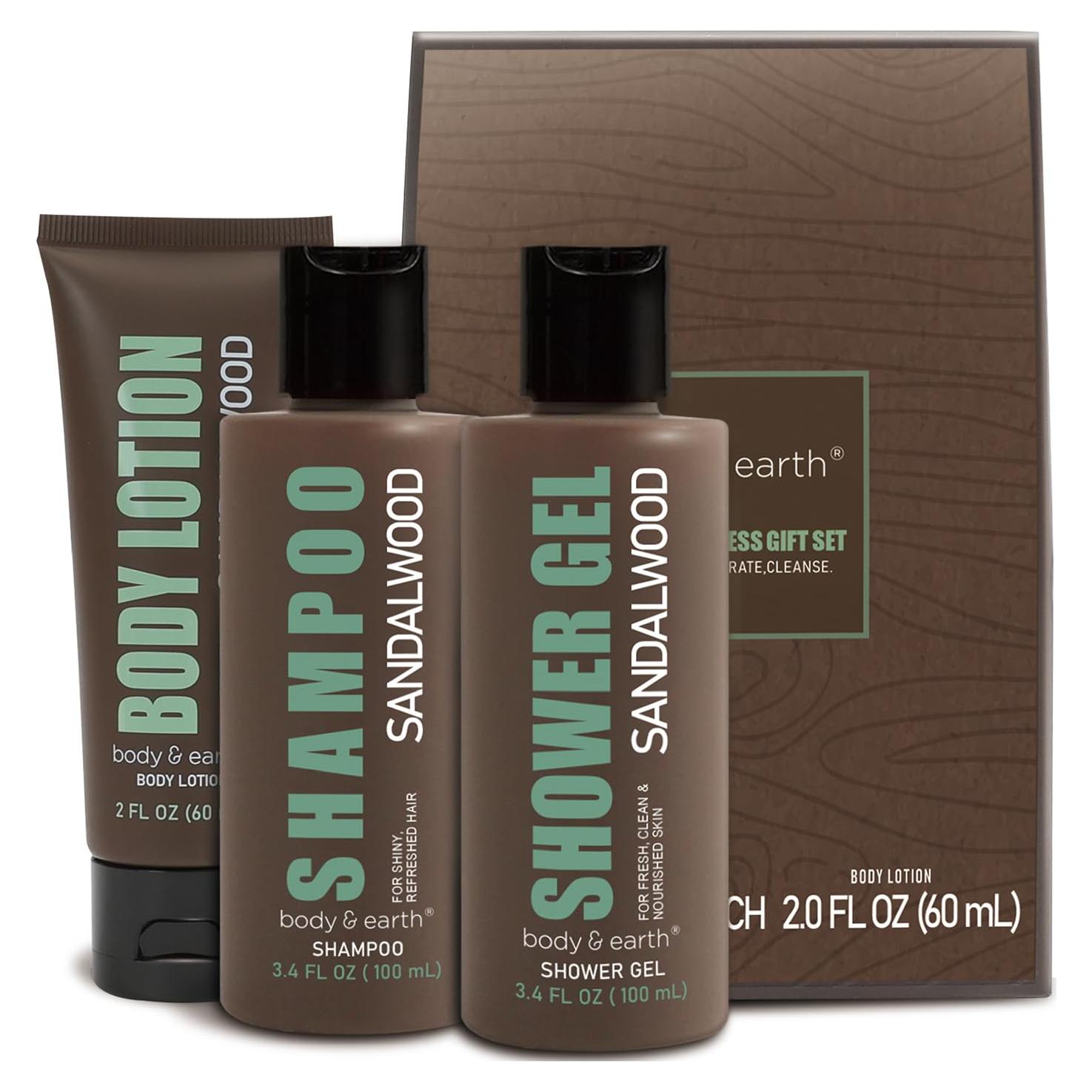Conjunto de Regalo para Hombres BODY & EARTH - Gel de Ducha y Loción Sándalo