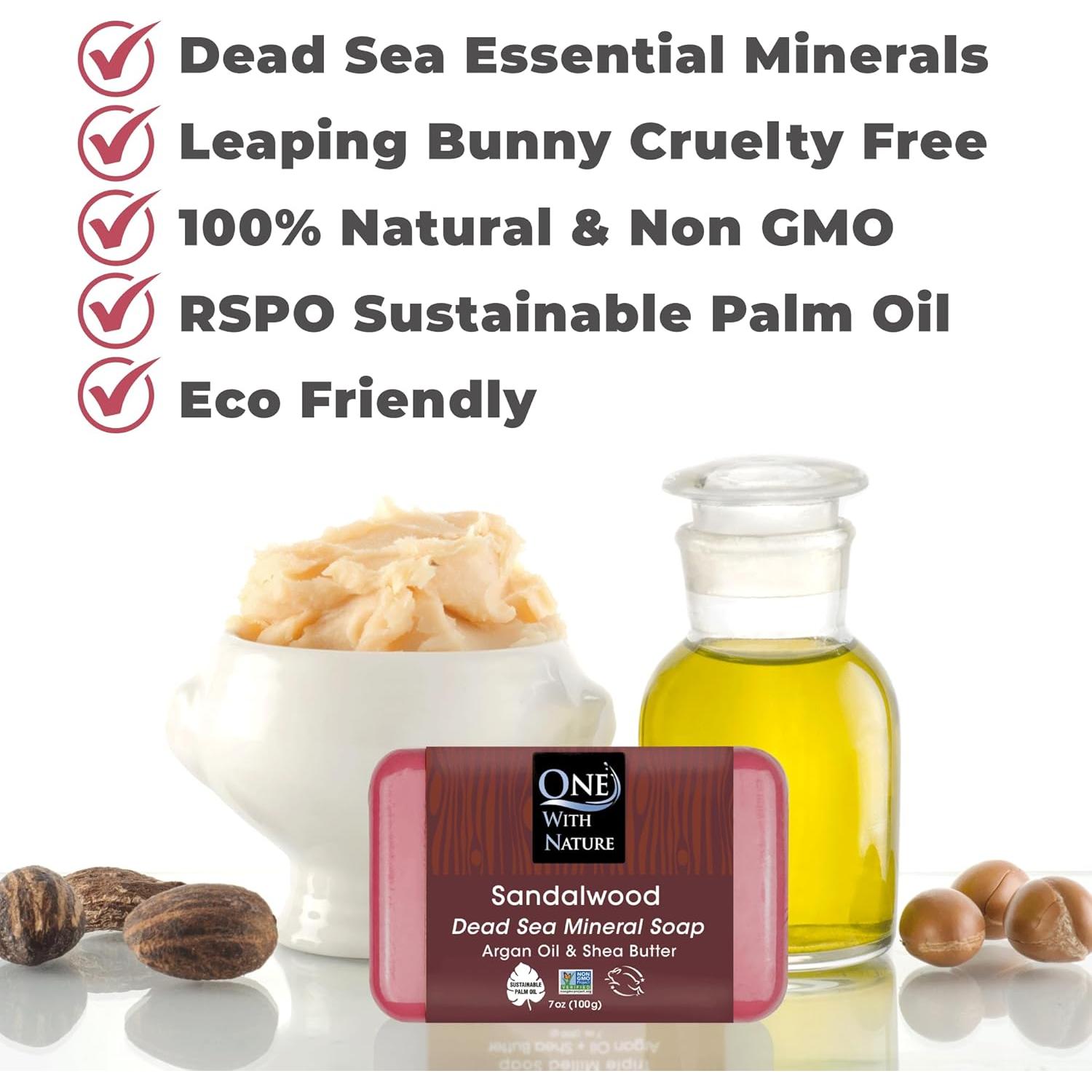 Jabón Exfoliante de Sándalo One With Nature 198g 3-Pack