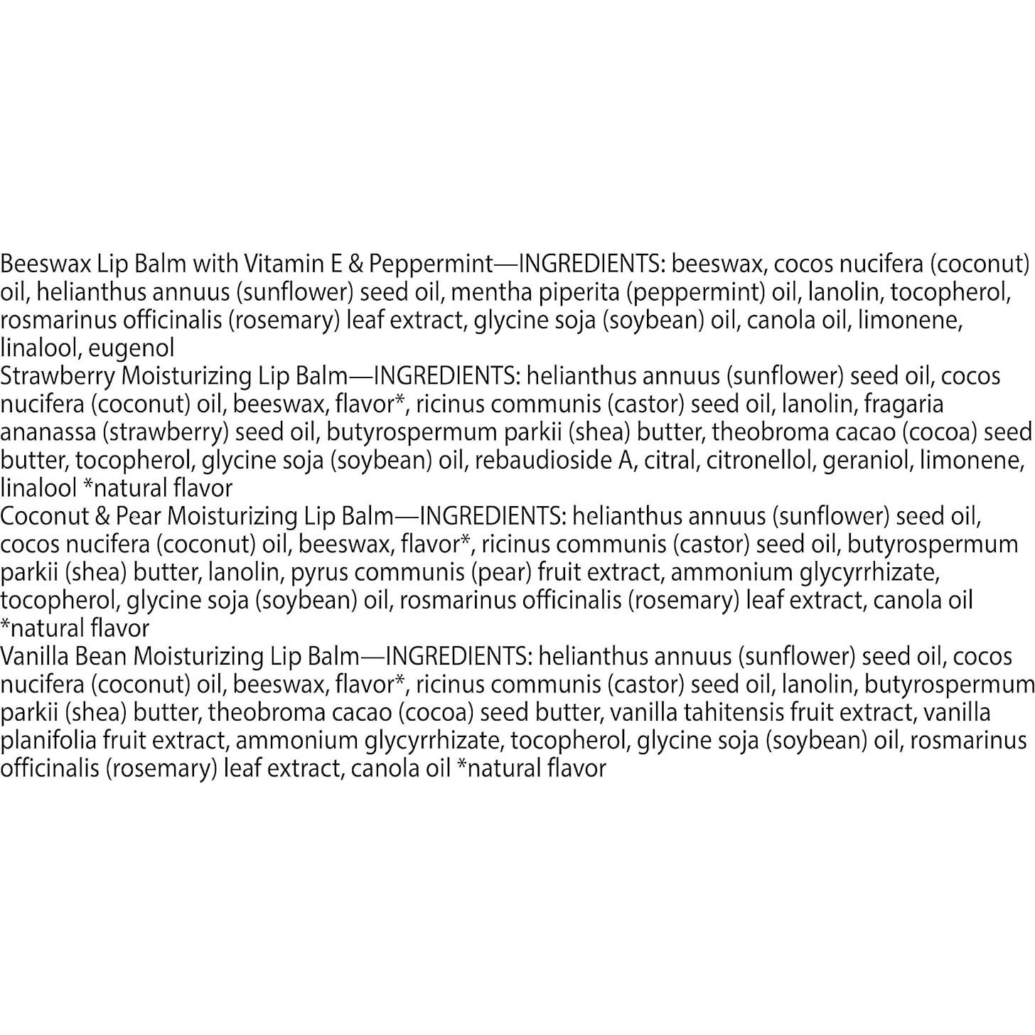 Bálsamo Labial Burt's Bees Pack 4 Tubos 4.25g Sabores Naturales