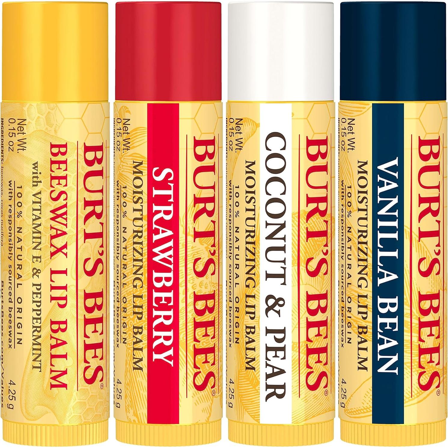 Bálsamo Labial Burt's Bees Pack 4 Tubos 4.25g Sabores Naturales