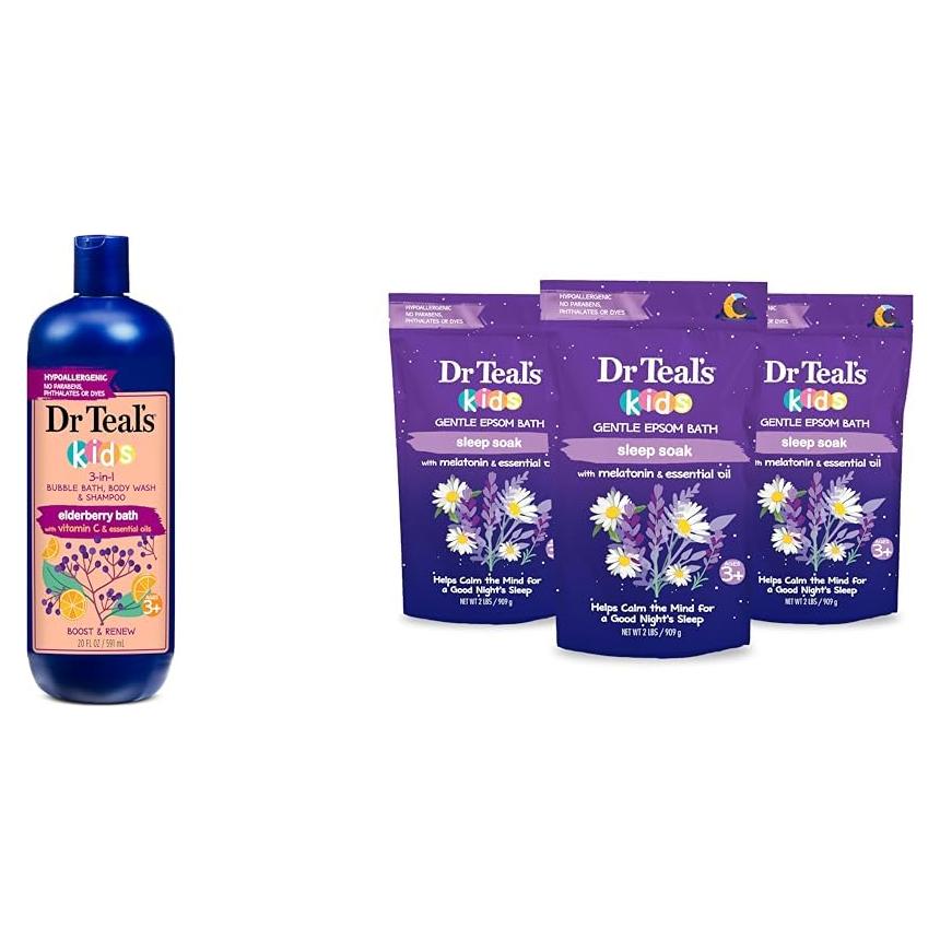 Baño de Saco 3 en 1 Dr Teal para Niños 591 ml + Sal de Epsom 907 g