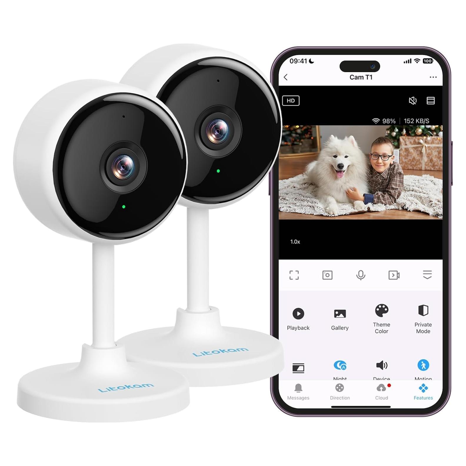 Cámara Interior Litokam 2K WiFi con Visión Nocturna