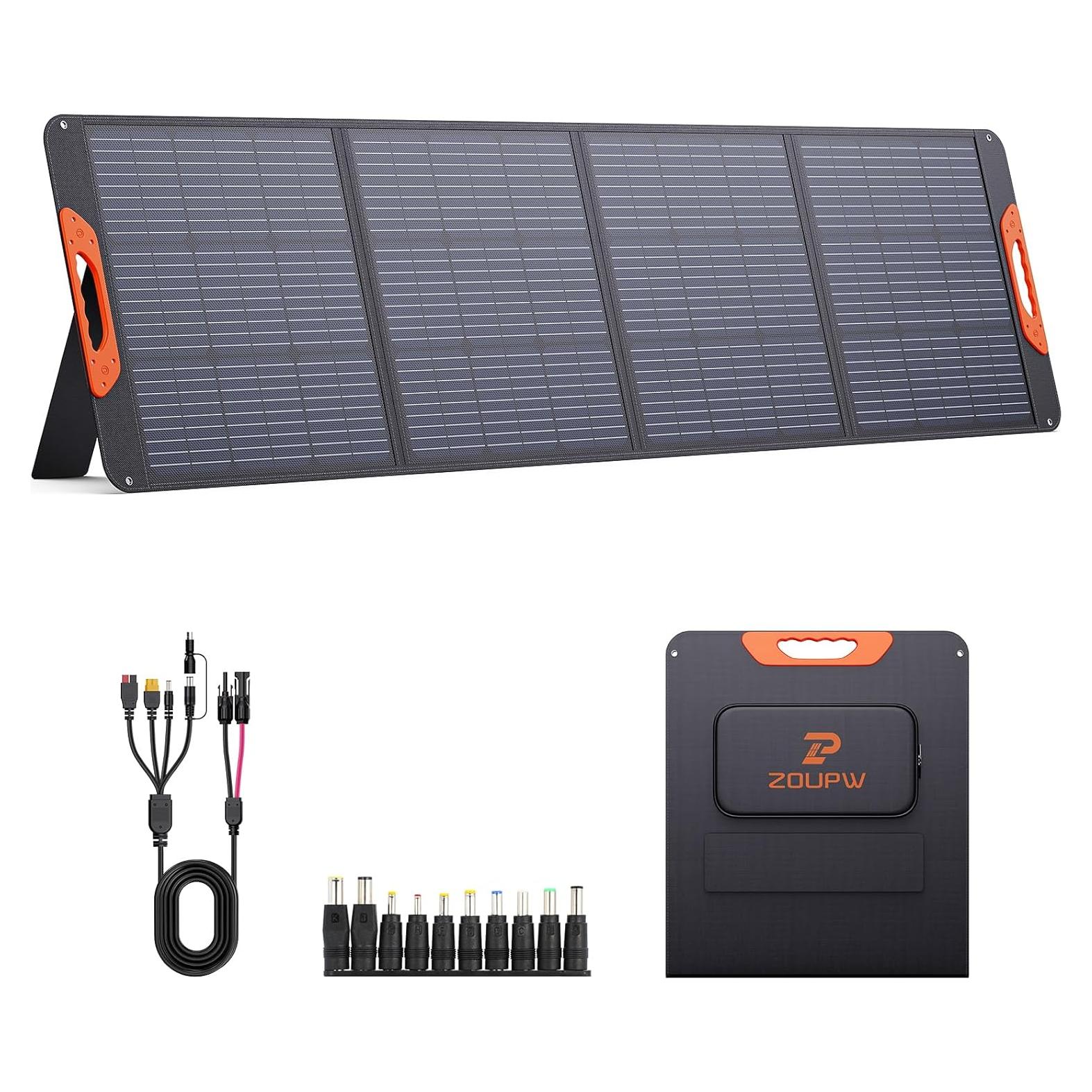 Panel Solar Plegable ZOUPW 200W Impermeable para Camping