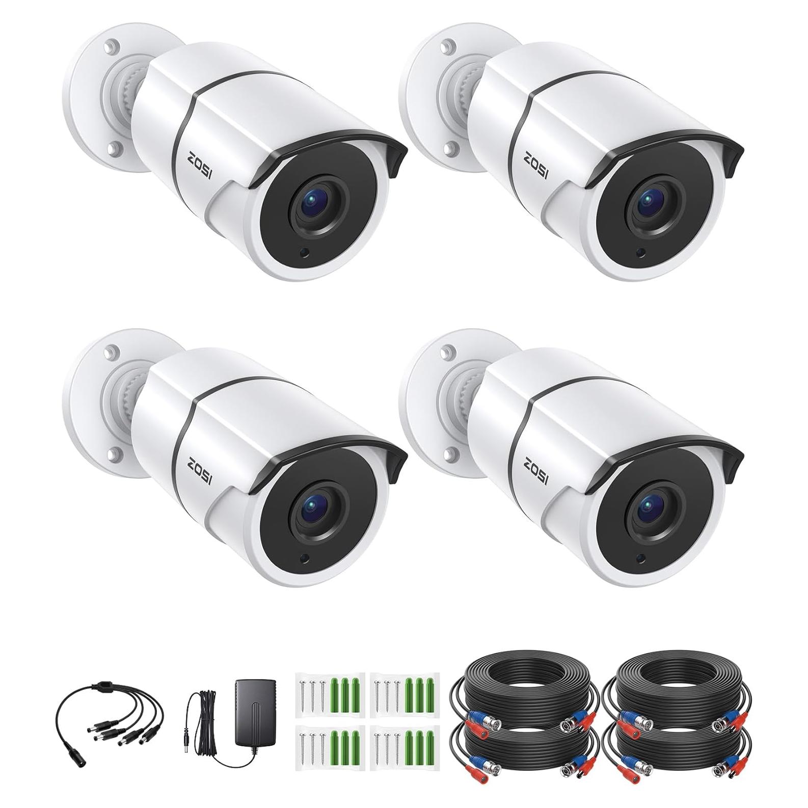 Cámara de Seguridad ZOSI 1080P HD-TVI 4 Pack con Visión Nocturna