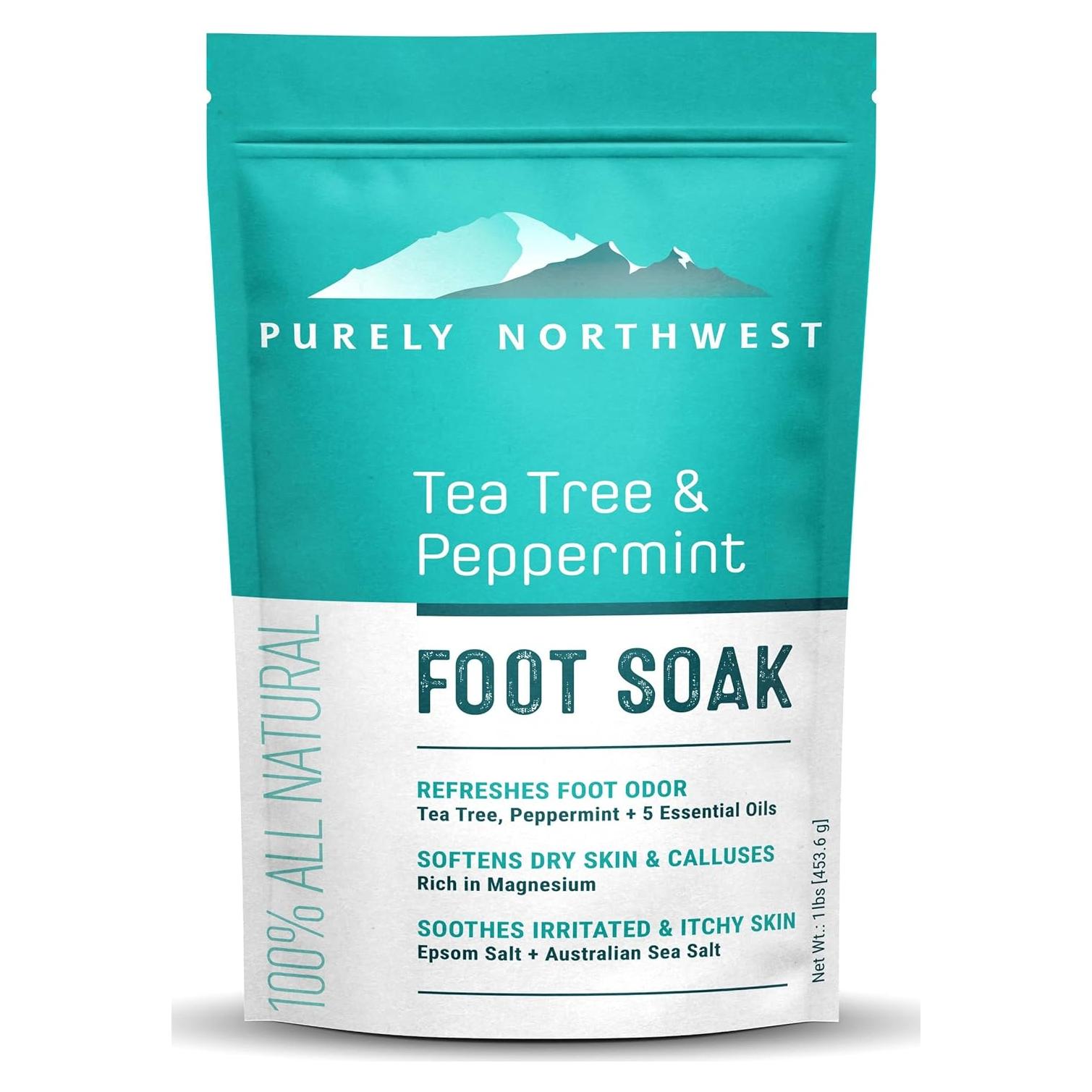 Baño de pies Purely Northwest 0.45 kg con aceite de árbol de té