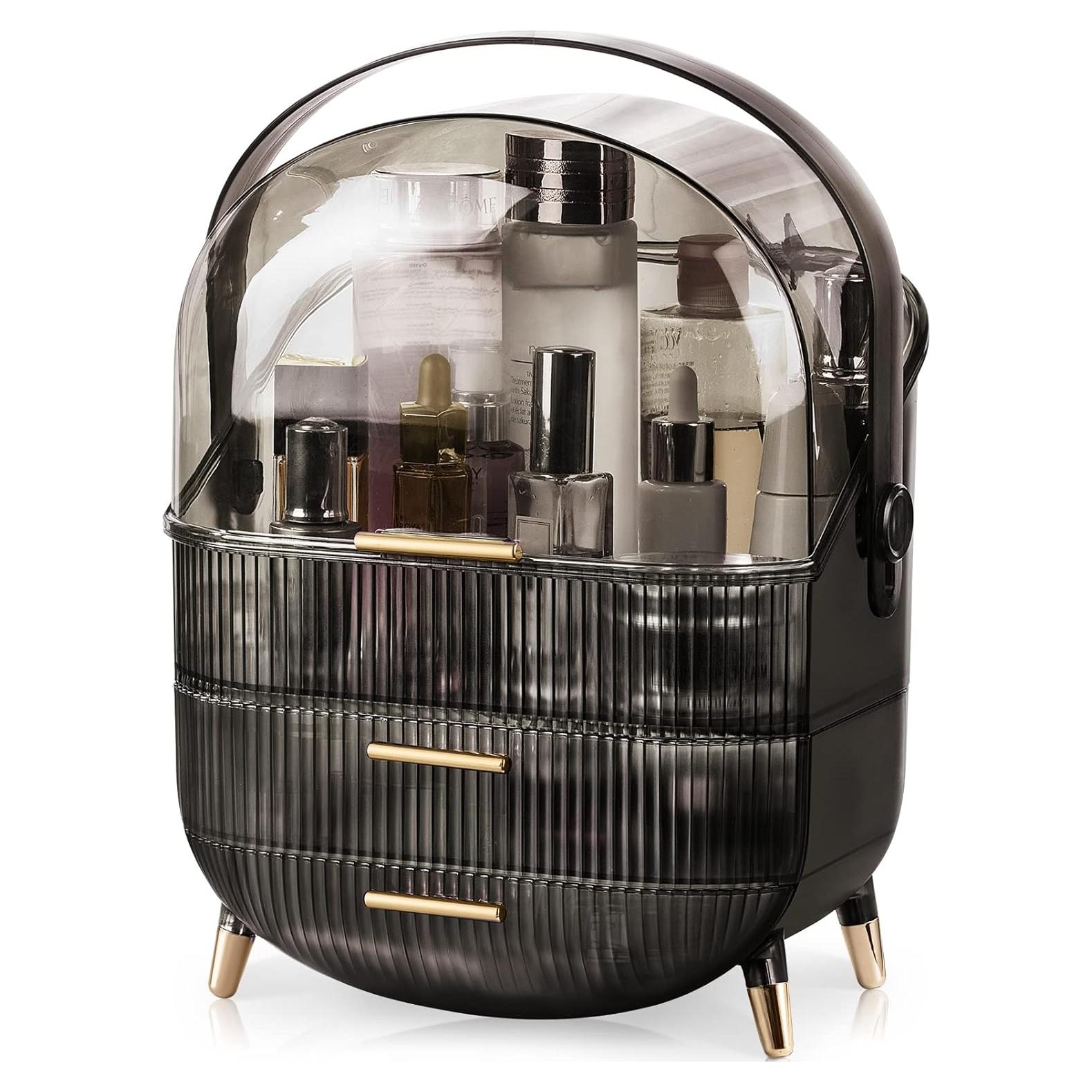 Organizador de Maquillaje CANITORON Gris con 2 Cajones 29x20.6x36.6cm