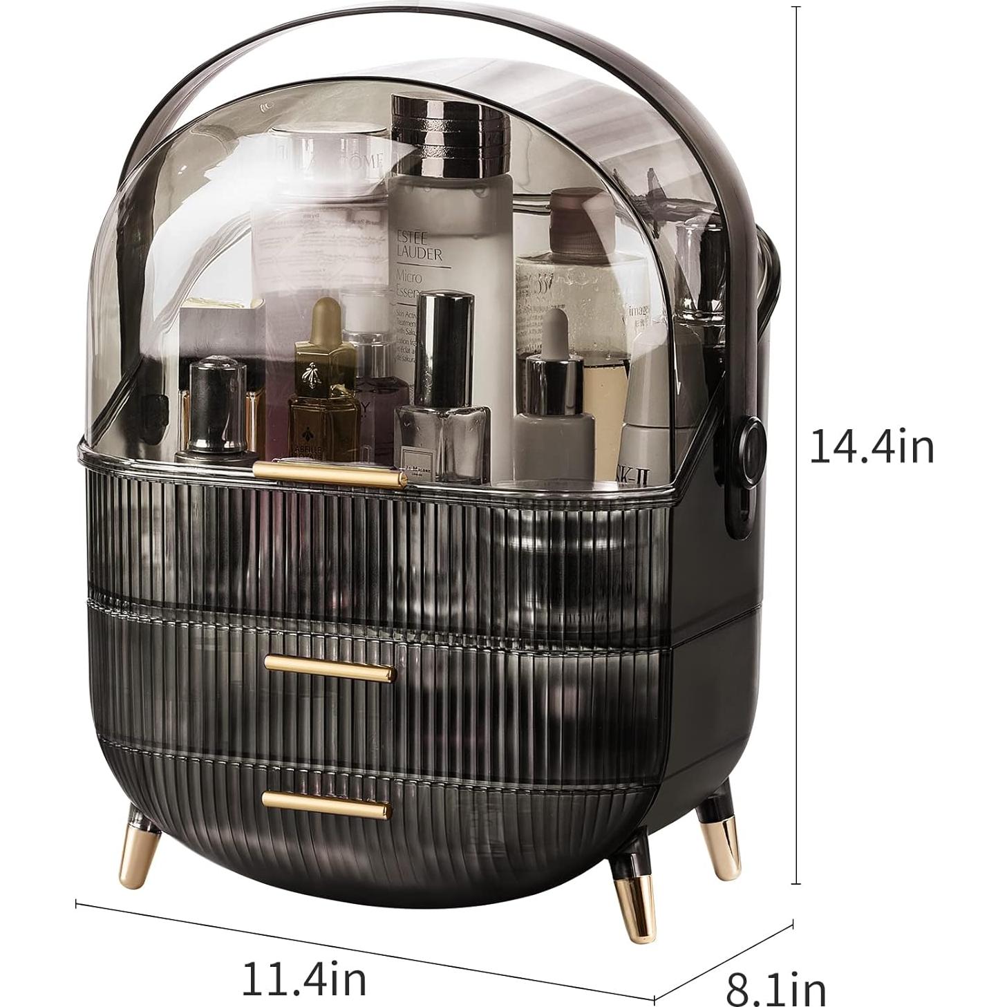 Organizador de Maquillaje CANITORON Gris con 2 Cajones 29x20.6x36.6cm