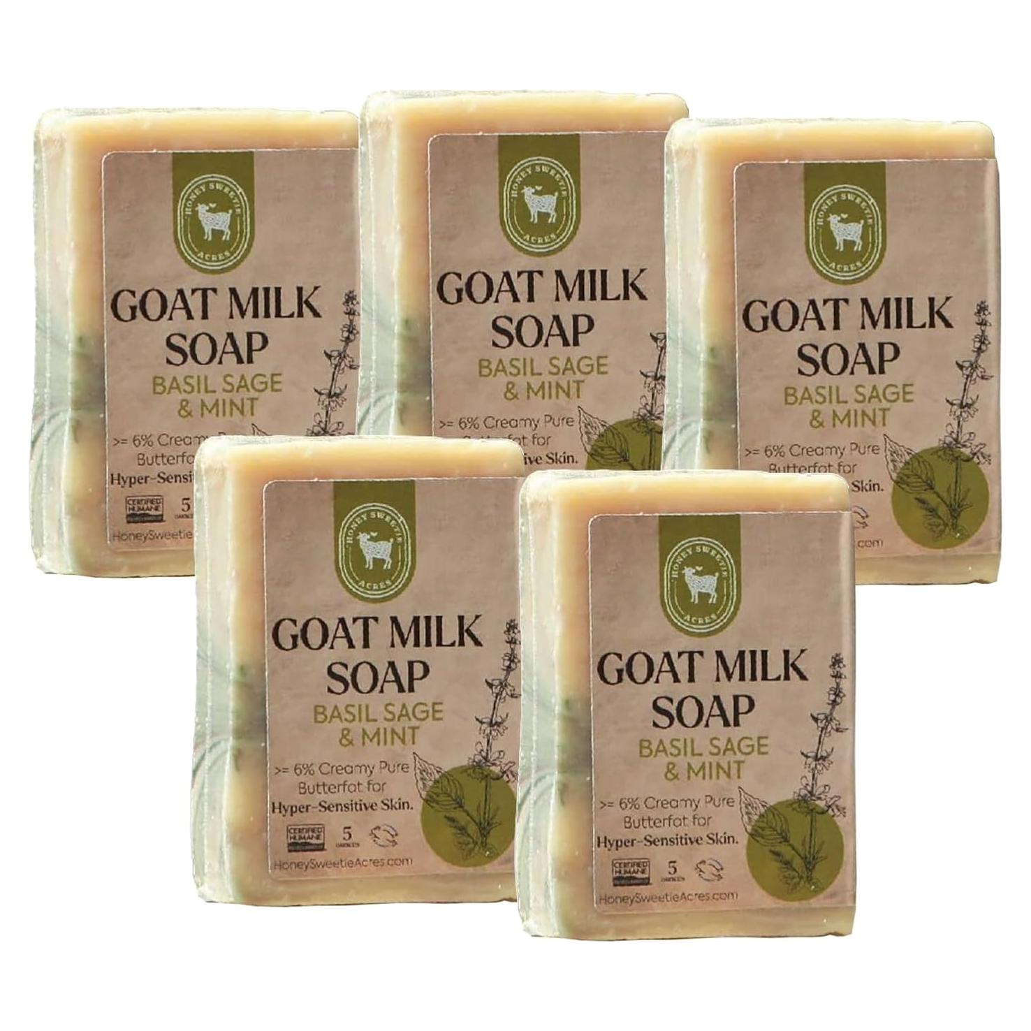 Jabón de Leche de Cabra Honey Sweetie Acres 5 oz Albahaca Salvia Menta