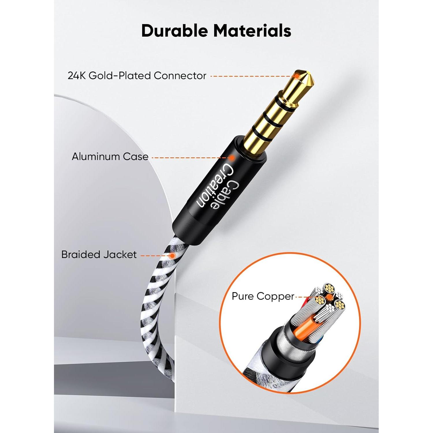 Cable de Extensión de Audio 3.5mm CableCreation 3m con Mic