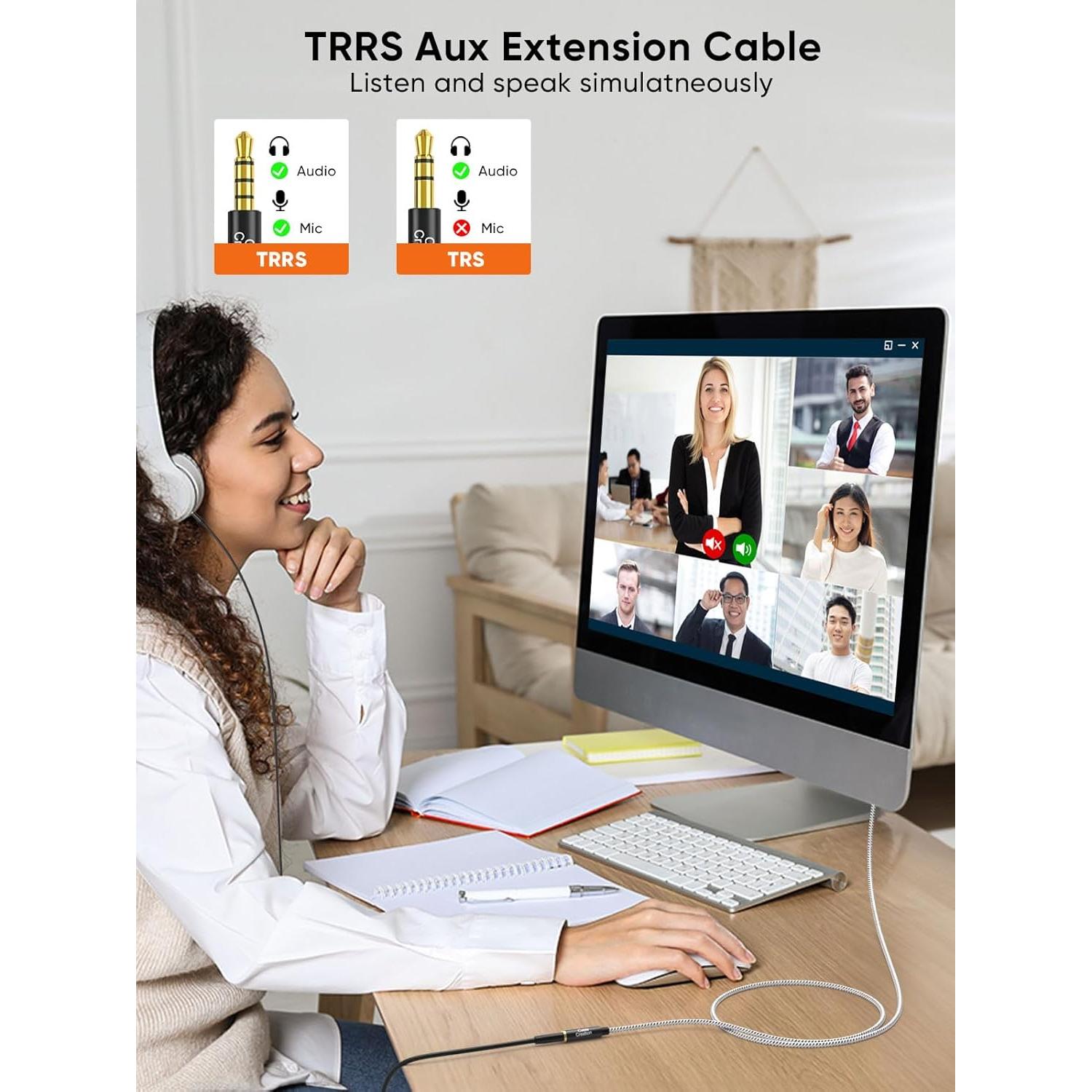 Cable de Extensión de Audio 3.5mm CableCreation 3m con Mic