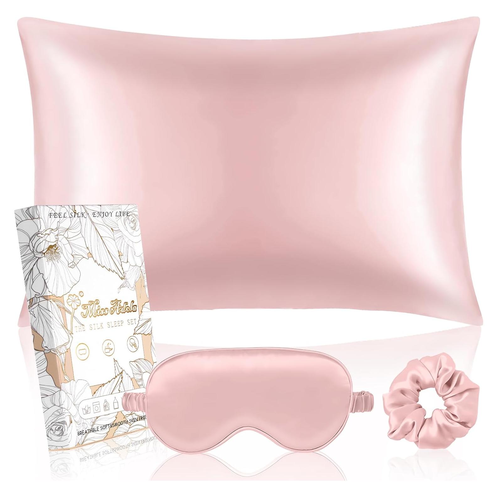 Funda de Almohada de Seda Miss Adola Estándar 66x51cm Rosa