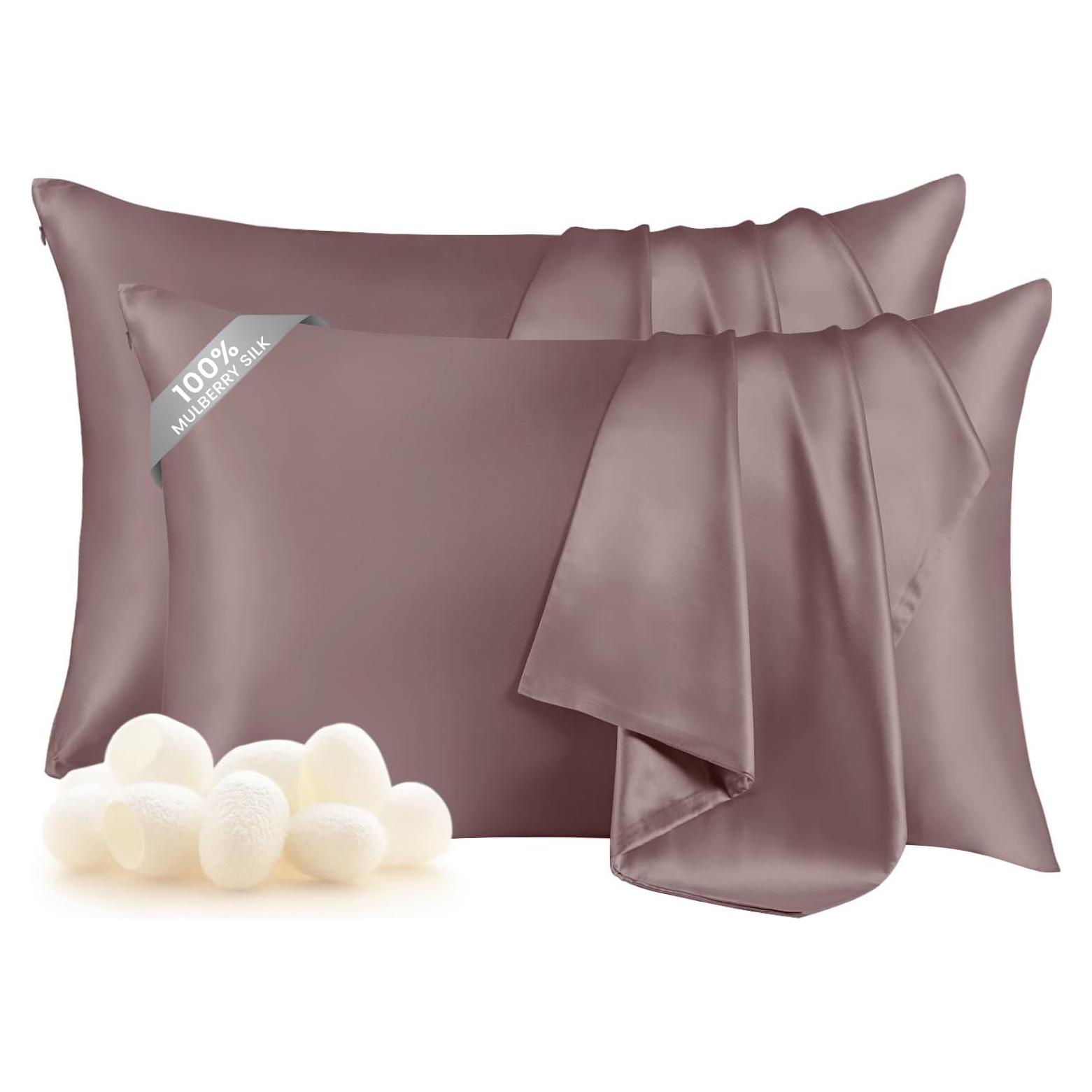 THXSILK Juego de 2 Fundas de Almohada de Seda Morera Reina 76x51cm