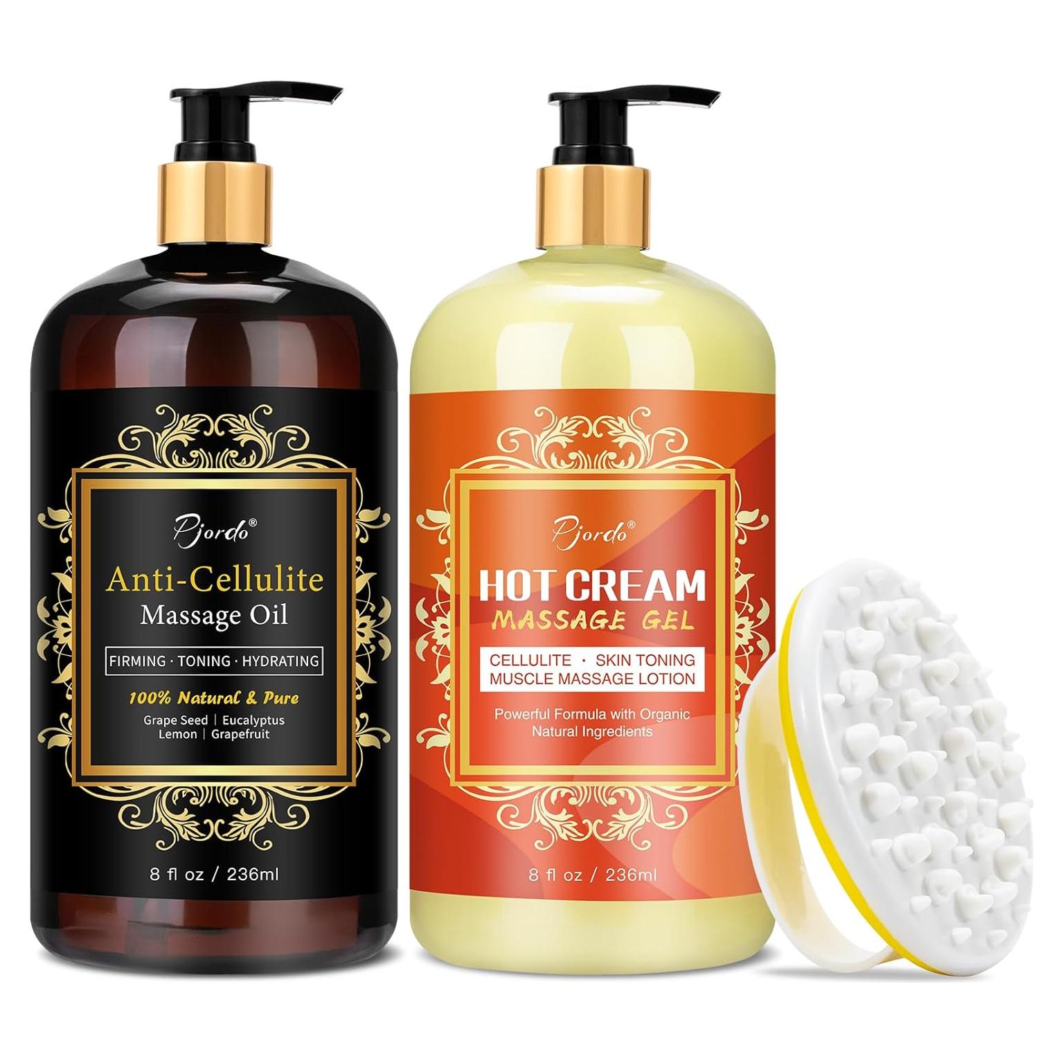 Set de Aceite de Masaje Anticelulitis Pjordo 236.6 ml + Crema