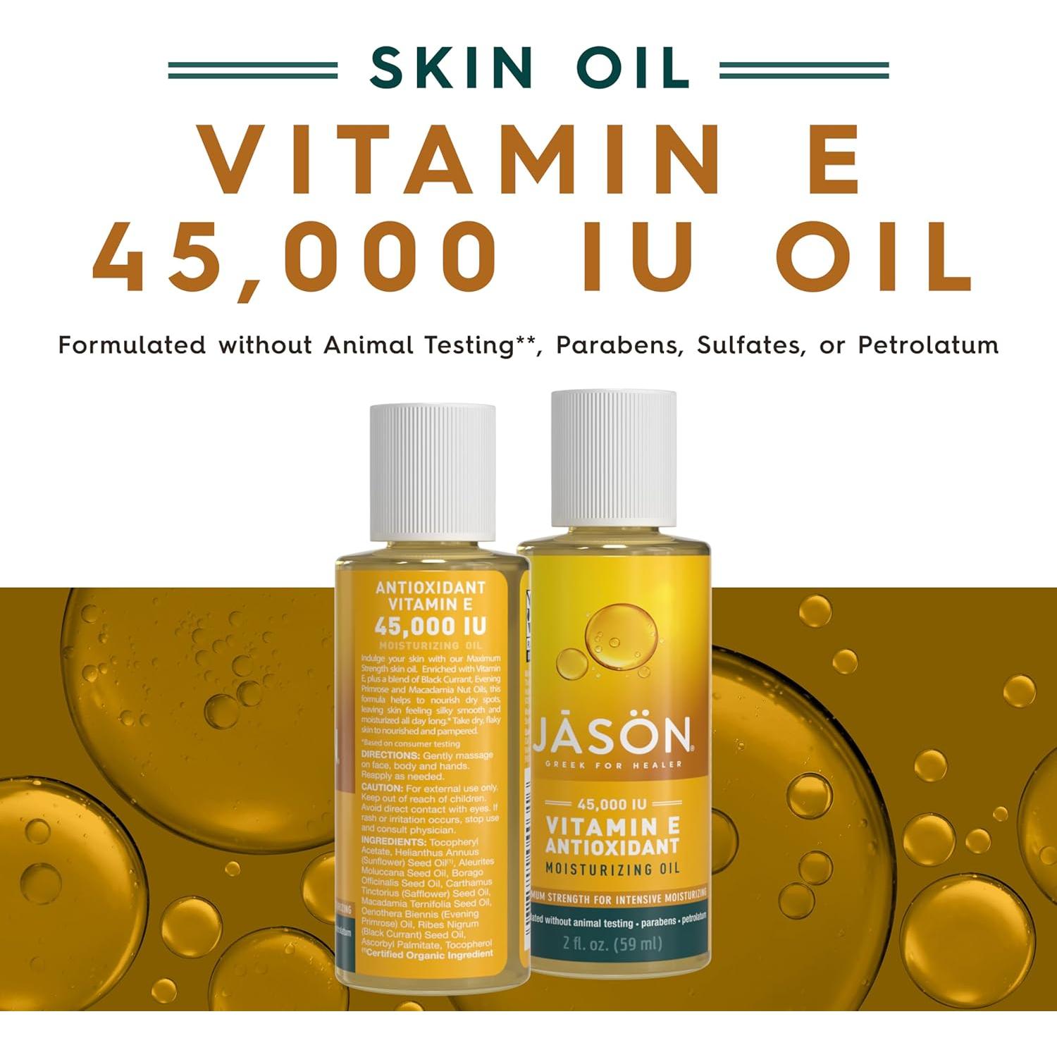 Aceite Hidratante JASON Vitamina E 45,000 UI 60 ml Máxima Potencia
