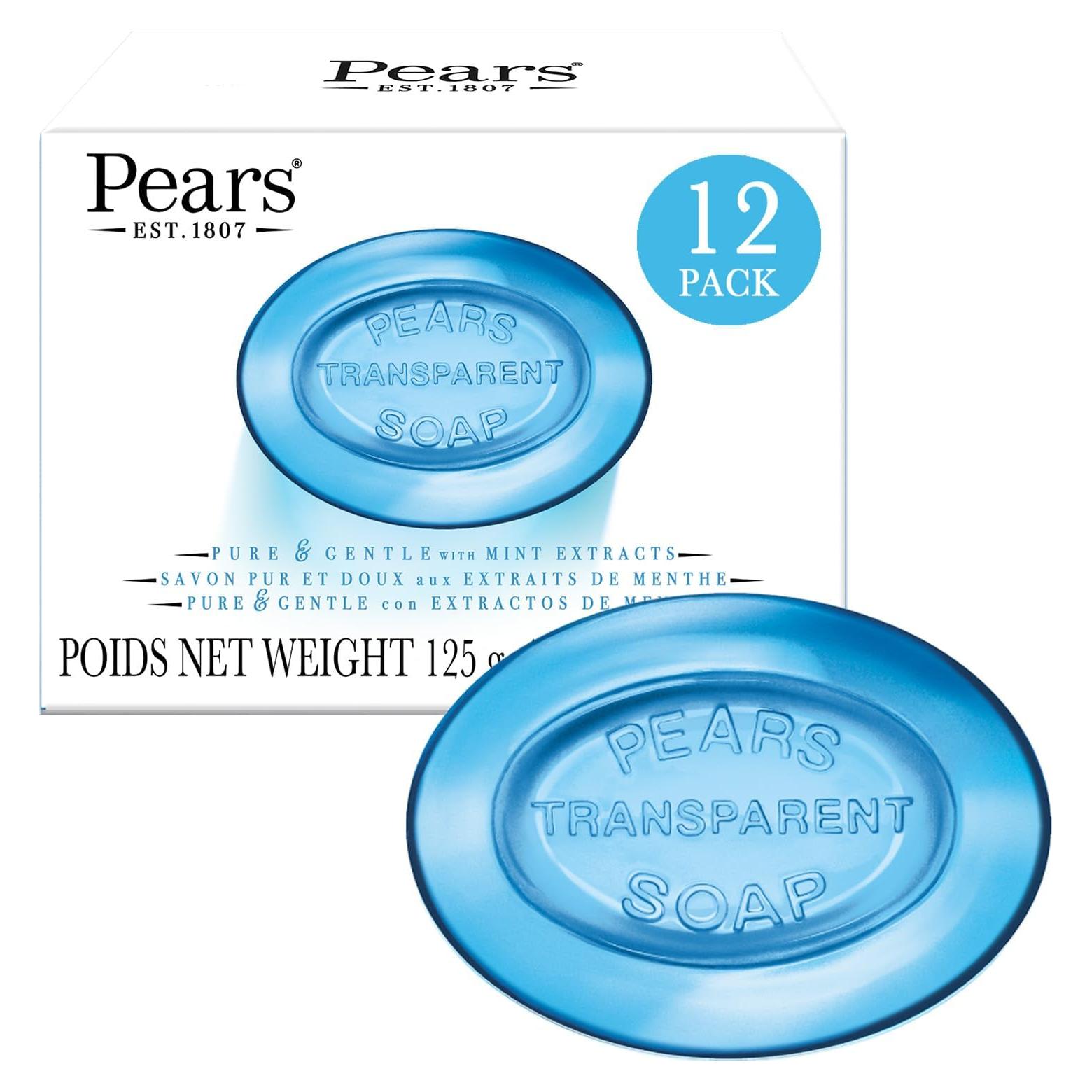 Jabón de Glicerina Pears Azul con Extracto de Menta - 12 Unidades de 125g