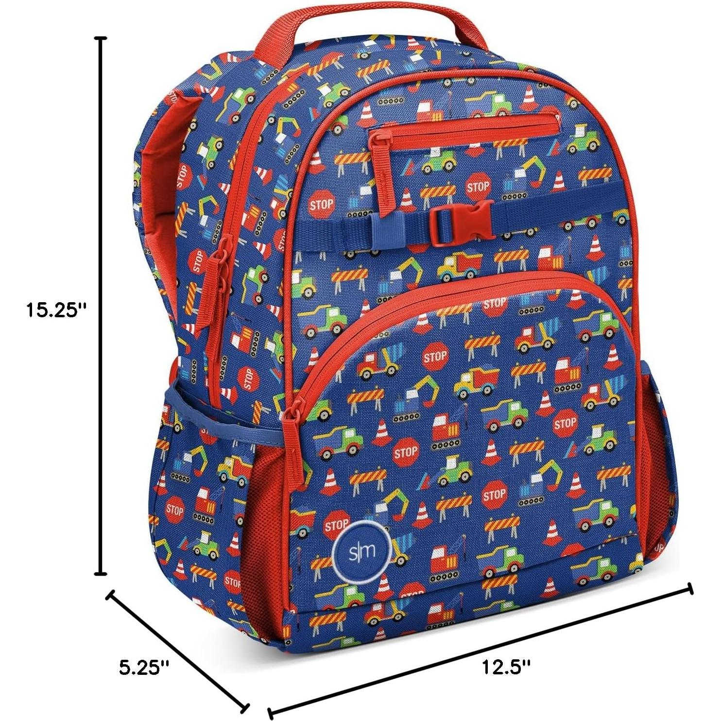 Mochila Mediana Simple Modern Fletcher para Niños - En Construcción