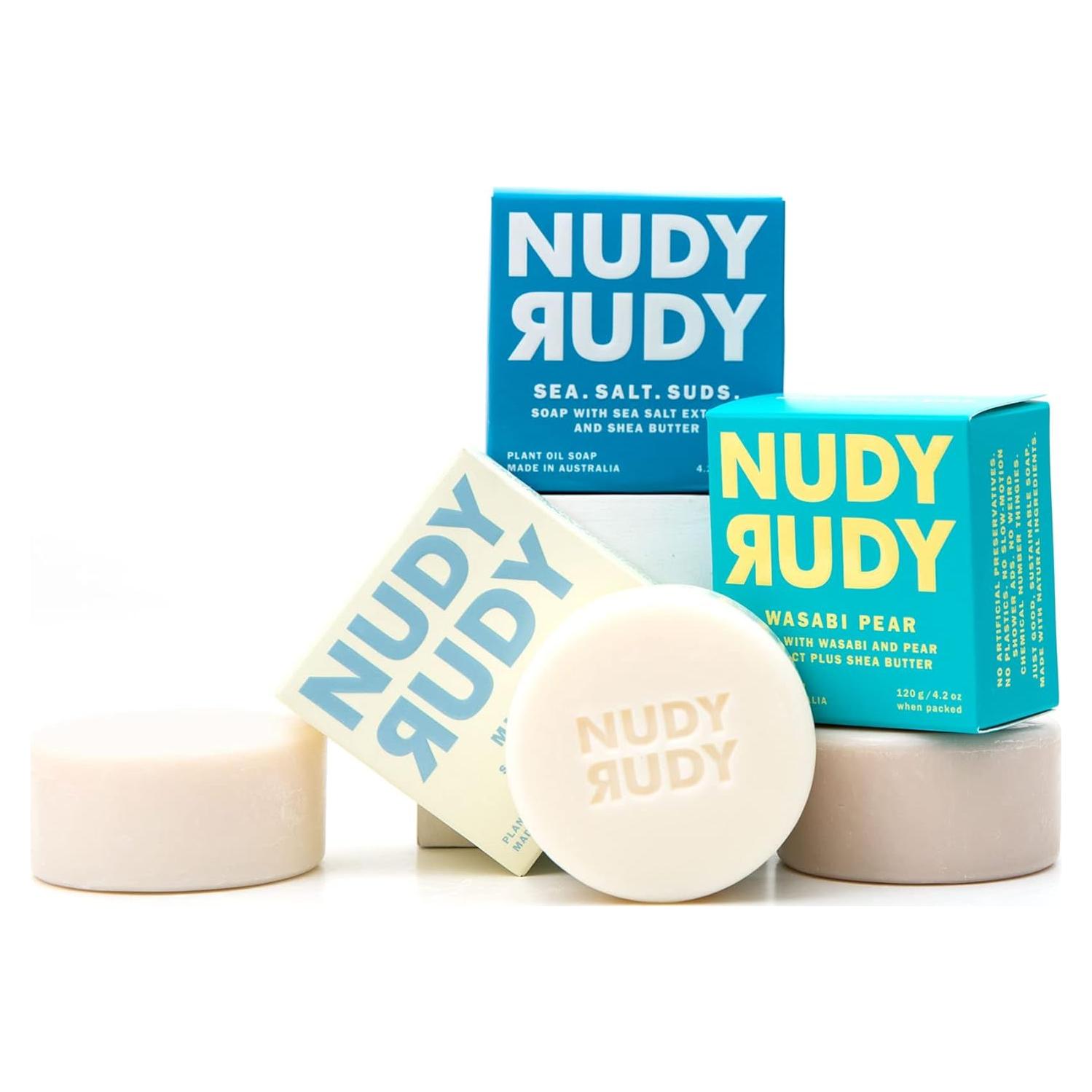 Paquete de Jabones en Barra Nudy Rudy - 3 x 119g - Natural