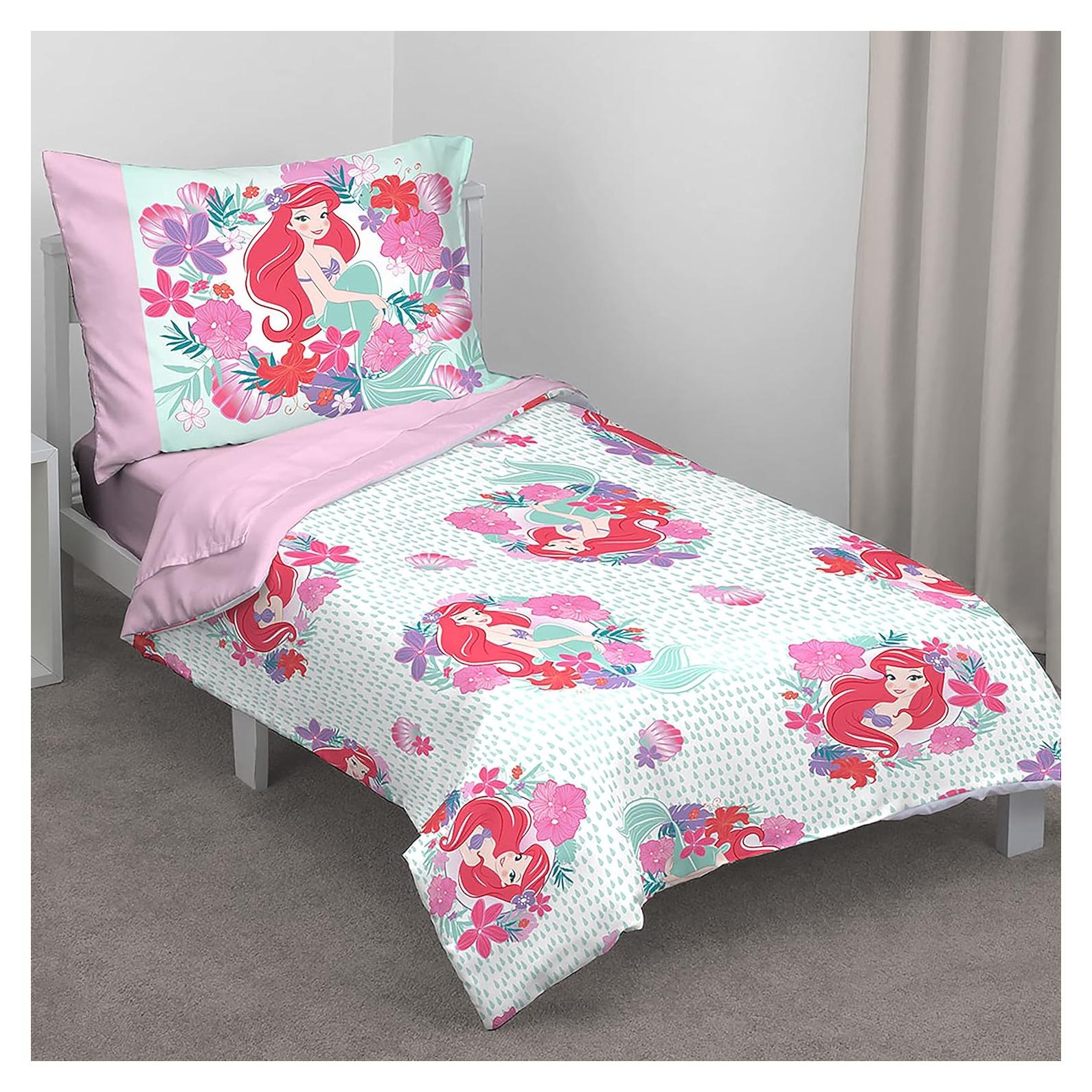 Juego de Cama Disney Ariel Jardín Marino 4 Piezas Rosa Aqua