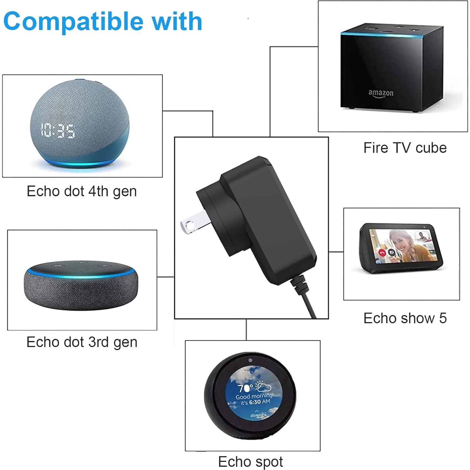 Cable de Alimentación 15W QFUP para Amazon Echo Dot 3ra Gen