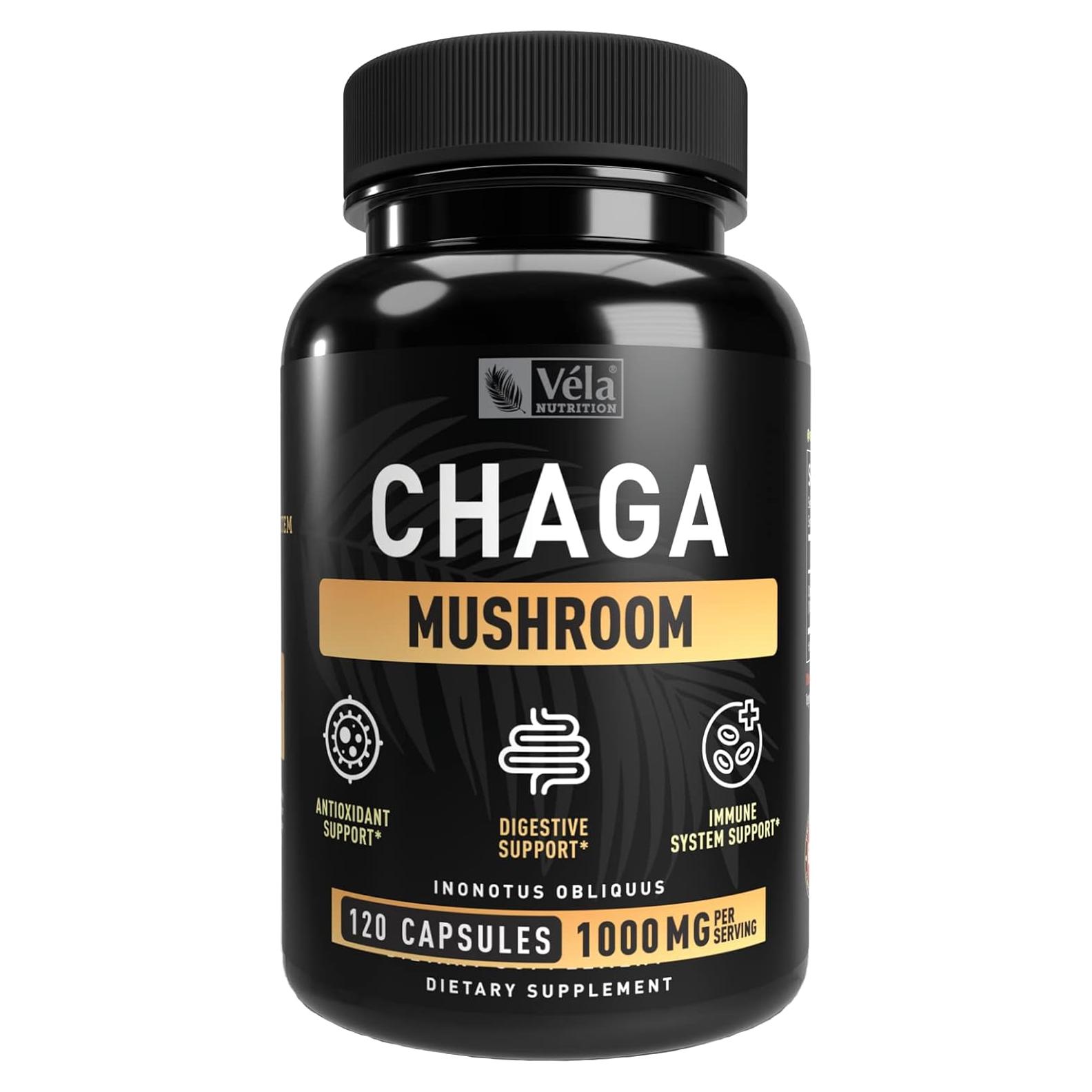 Suplemento de Hongo Chaga Vela 1500 mg 120 Cápsulas