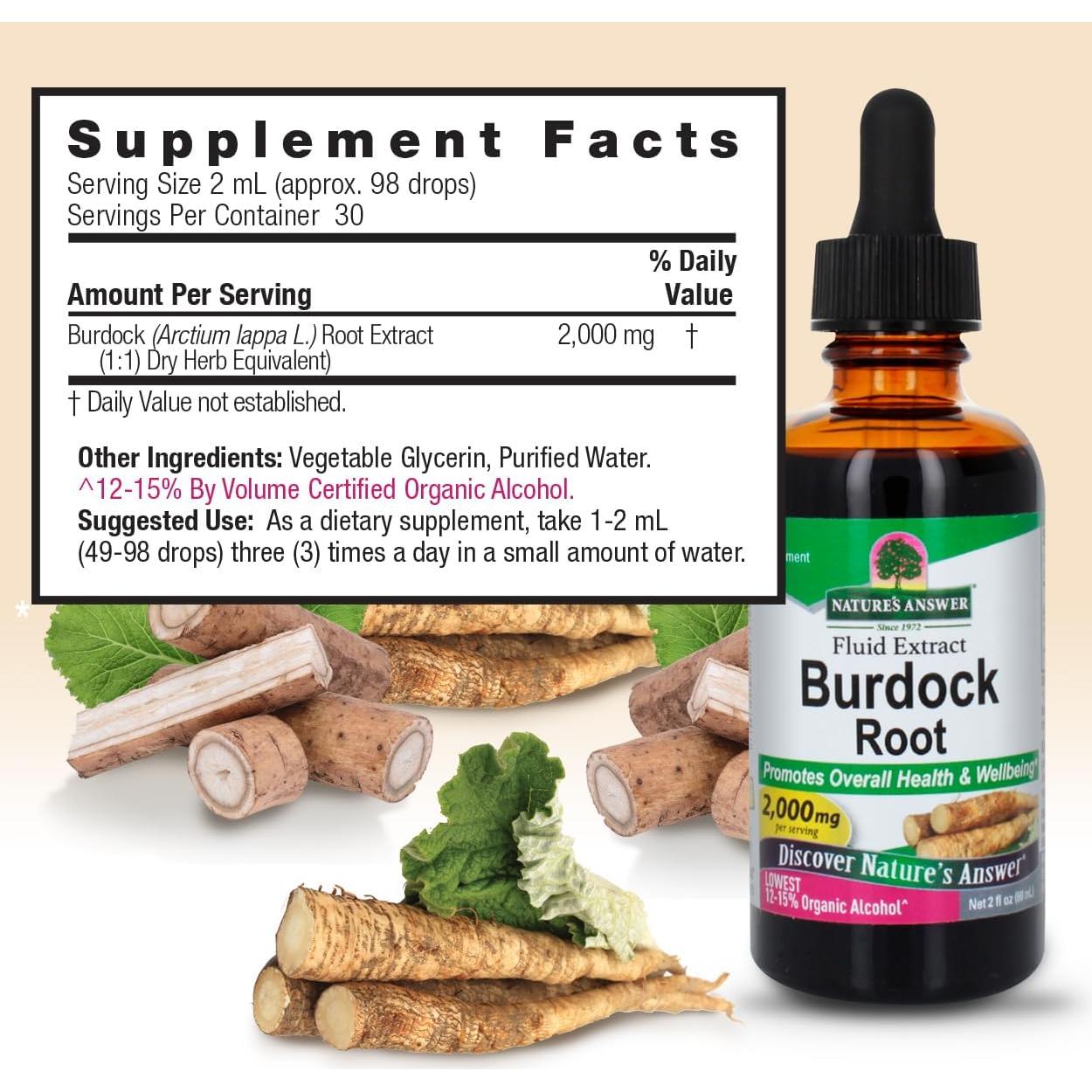 Extracto de Raíz de Bardana Nature's Answer 60ml Bajo Alcohol