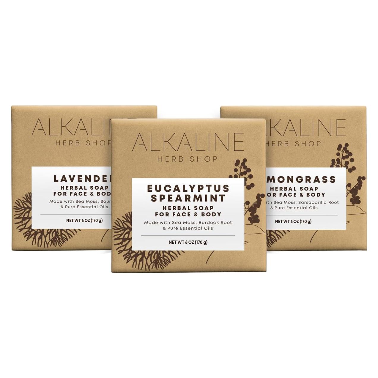 Paquete de Jabones Naturales Alkaline Herb Shop - 3 Variedades