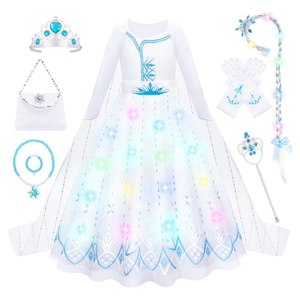 Vestido de Princesa Meland con Luces LED para Niñas 3-10 Años