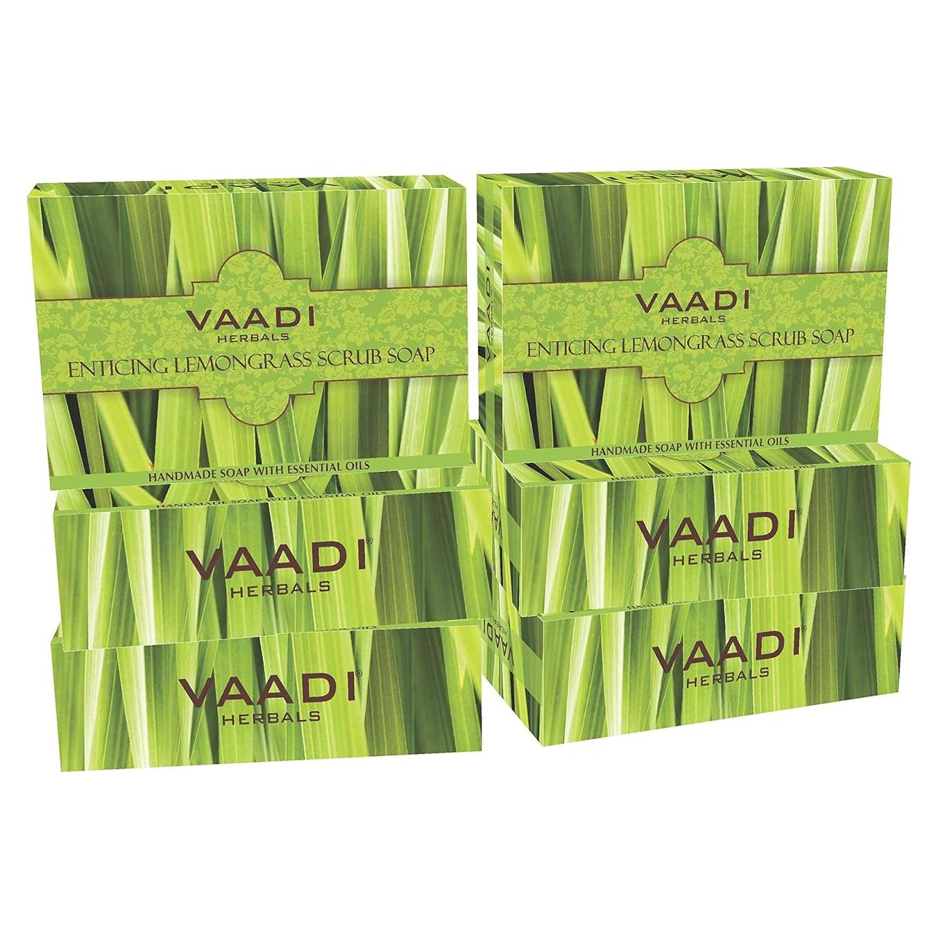 Jabón Exfoliante de Hierba de Limón Vaadi Herbals - 6x75g