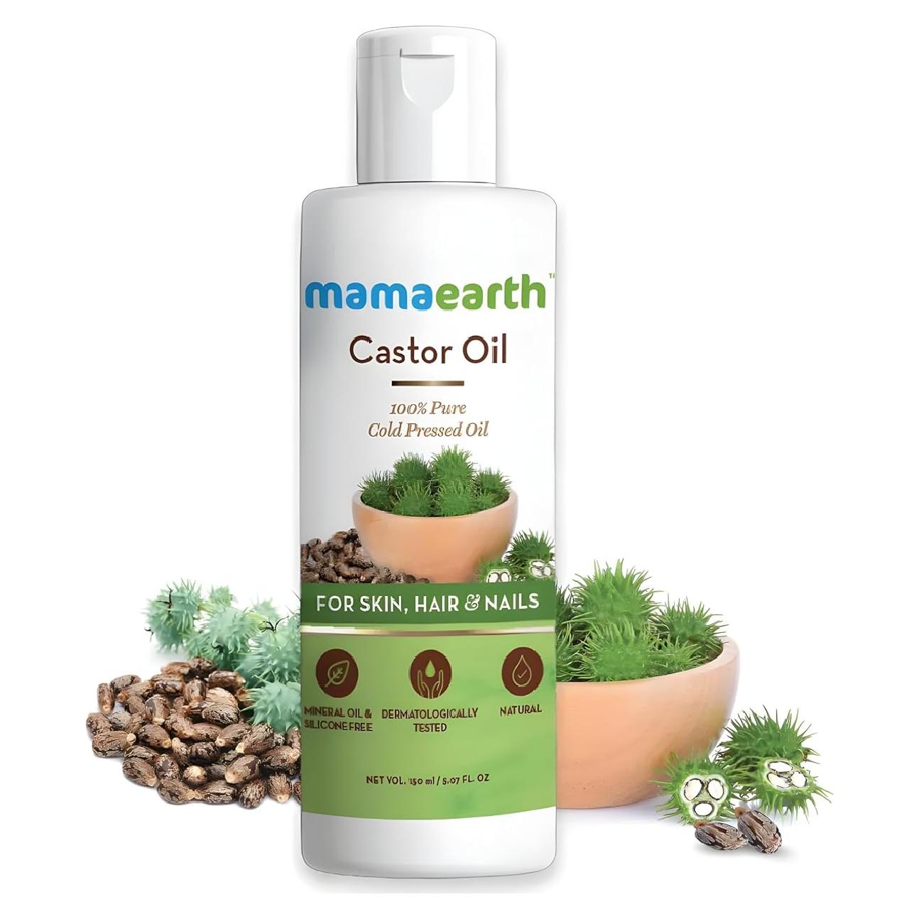 Aceite de Ricino Mamaearth 150ml Prensado en Frío para Cabello y Piel