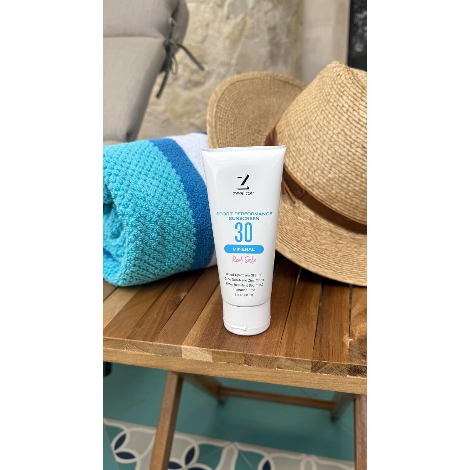 Protector Solar Zealios SPF 30 3 oz Resistente al Agua Piel Sensible