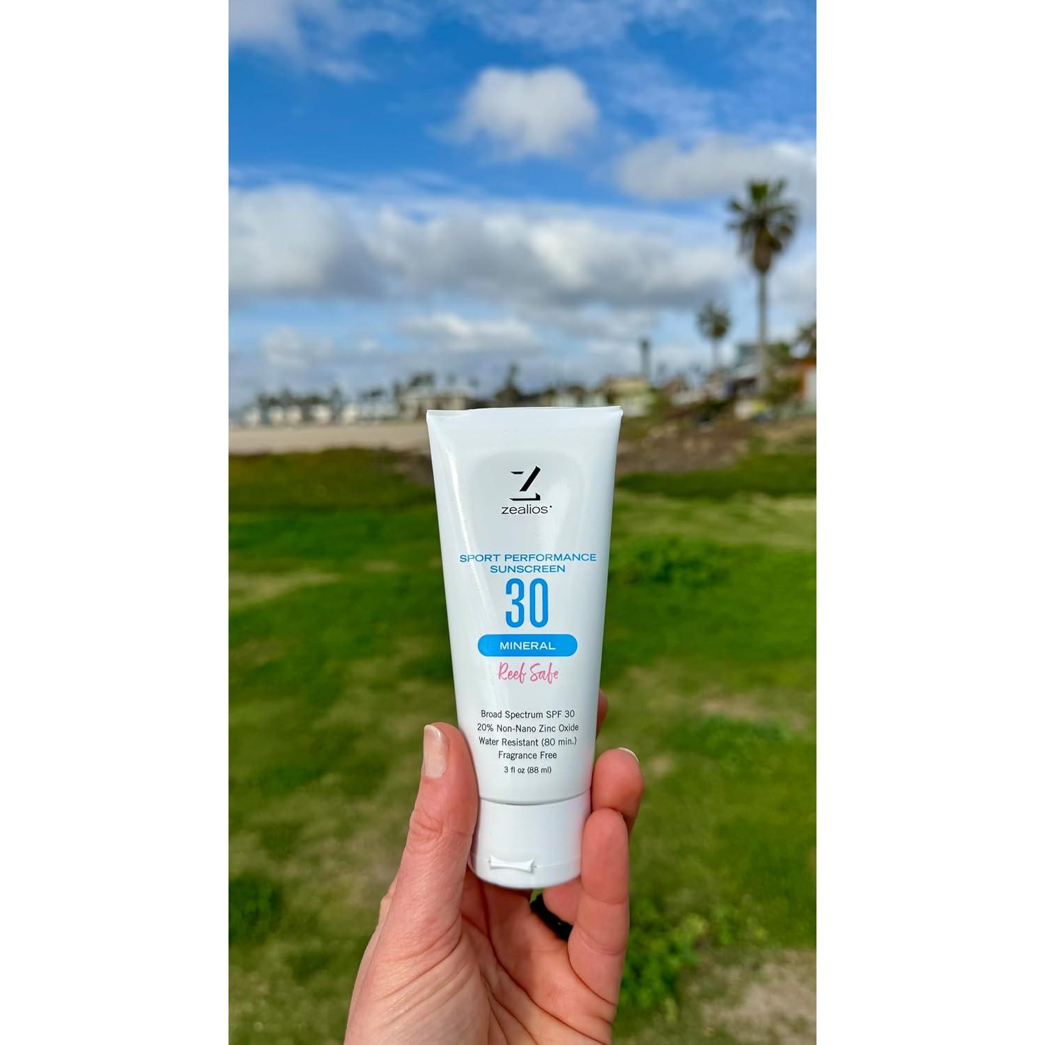 Protector Solar Zealios SPF 30 3 oz Resistente al Agua Piel Sensible