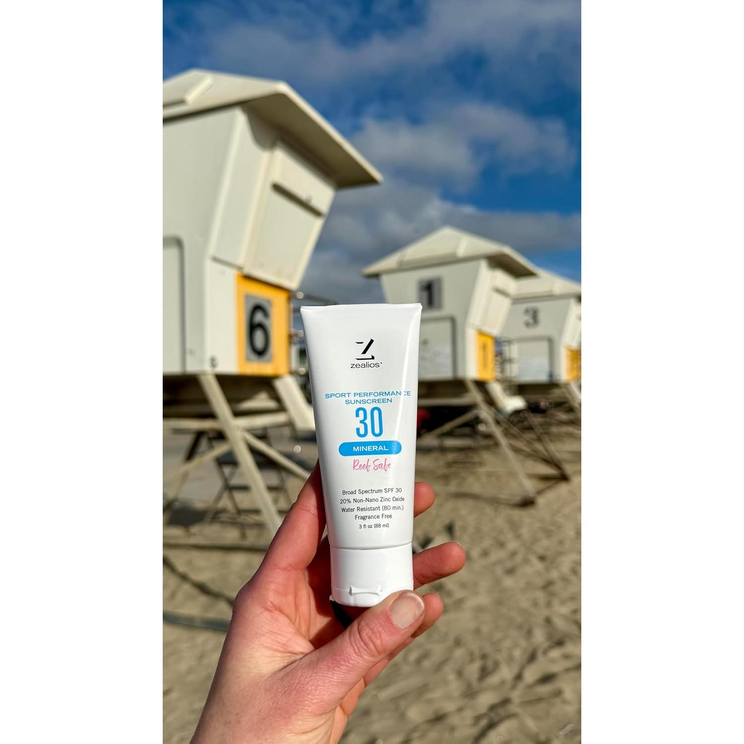 Protector Solar Zealios SPF 30 3 oz Resistente al Agua Piel Sensible