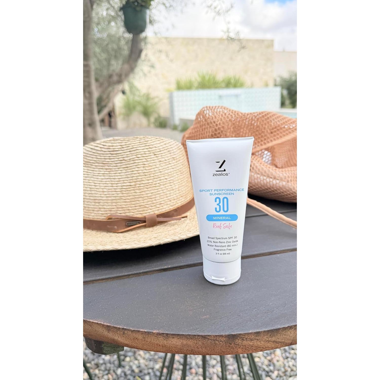 Protector Solar Zealios SPF 30 3 oz Resistente al Agua Piel Sensible