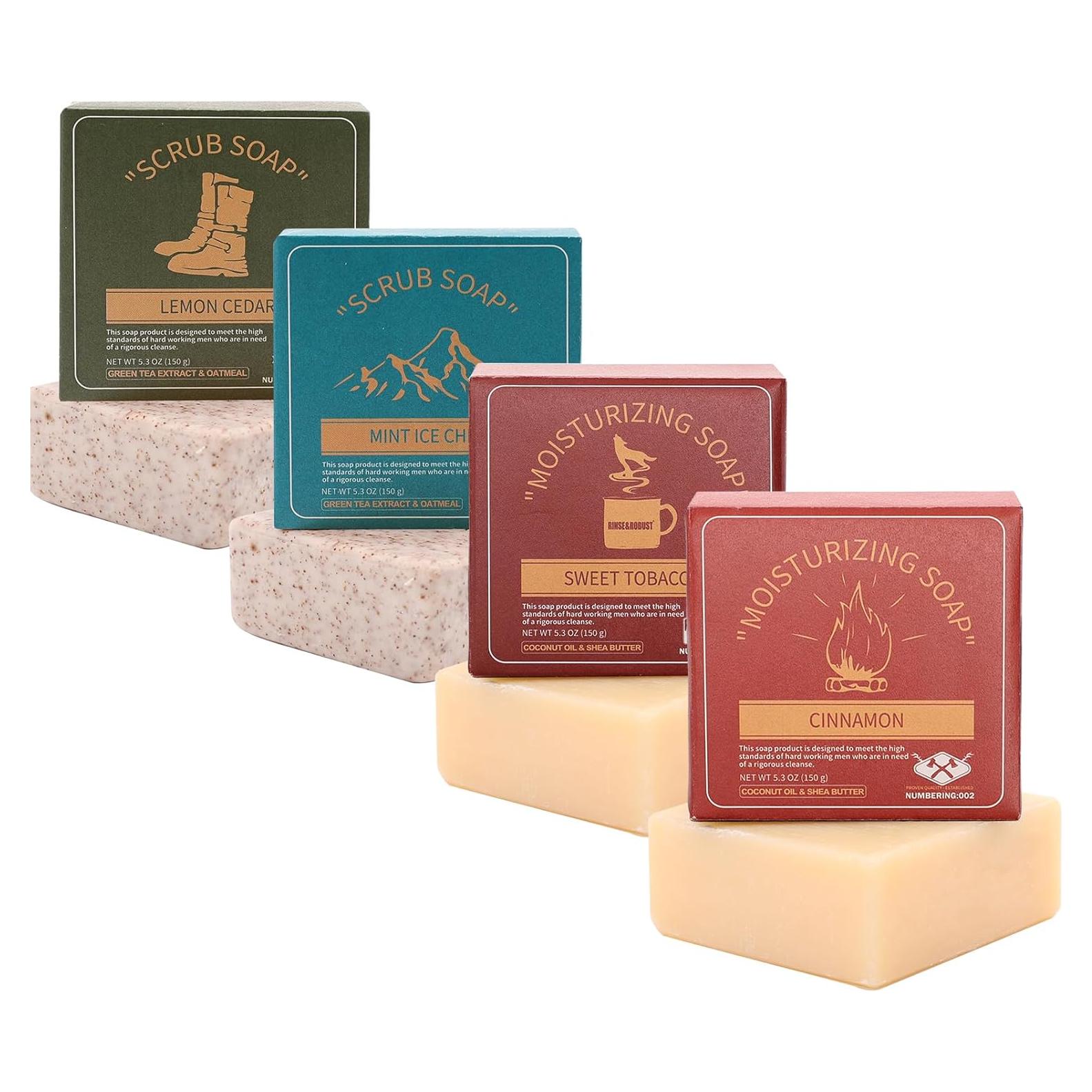 Jabón Natural Rinse & Robust Set 4 Piezas 150g Hidratante