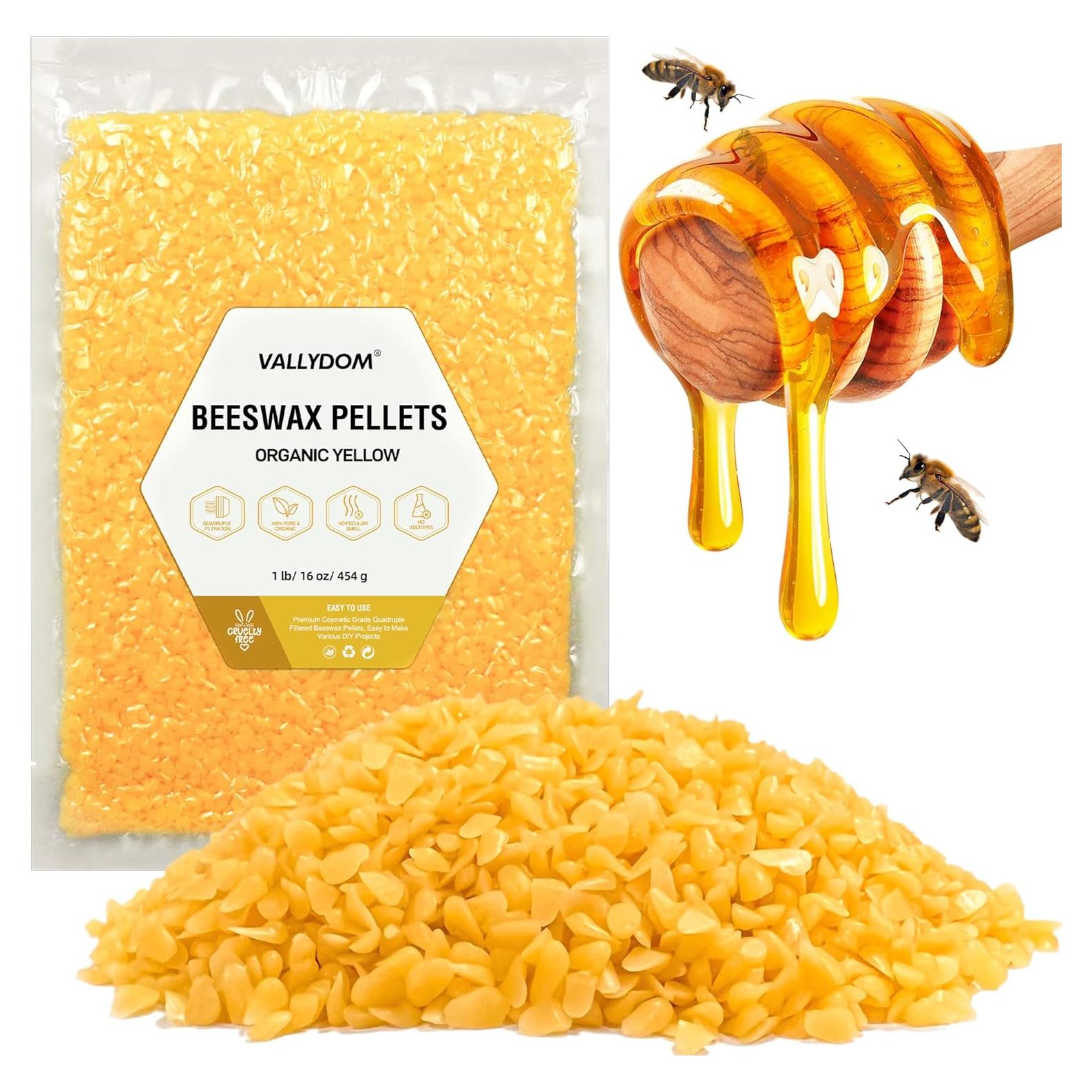 Gránulos de Cera de Abeja Orgánica VALLYDOM 453g Amarilla