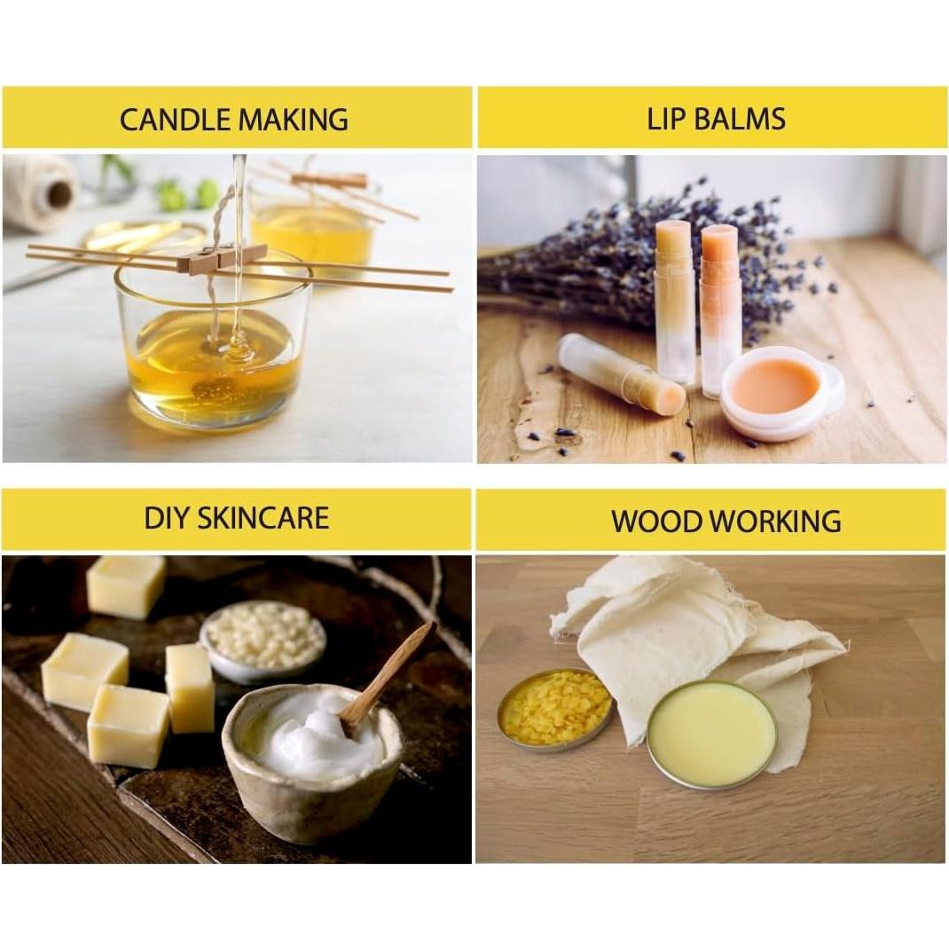 Pellets de Cera de Abeja Amarilla Orgánica Beesworks 396 g - Grado Cosmético