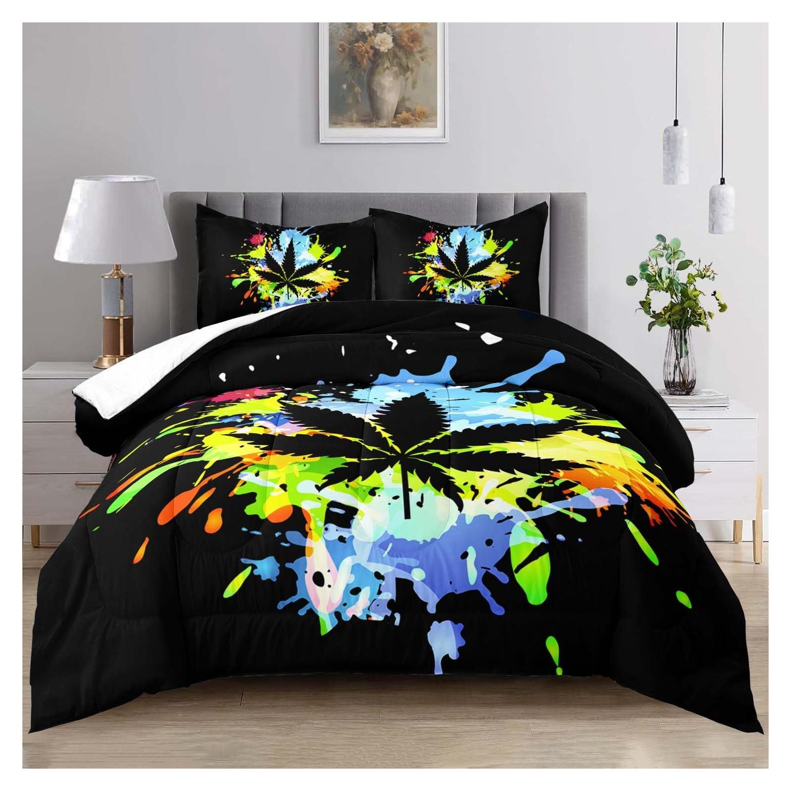 Juego de Edredón Queen Raphus cucullatus Hojas de Cáñamo