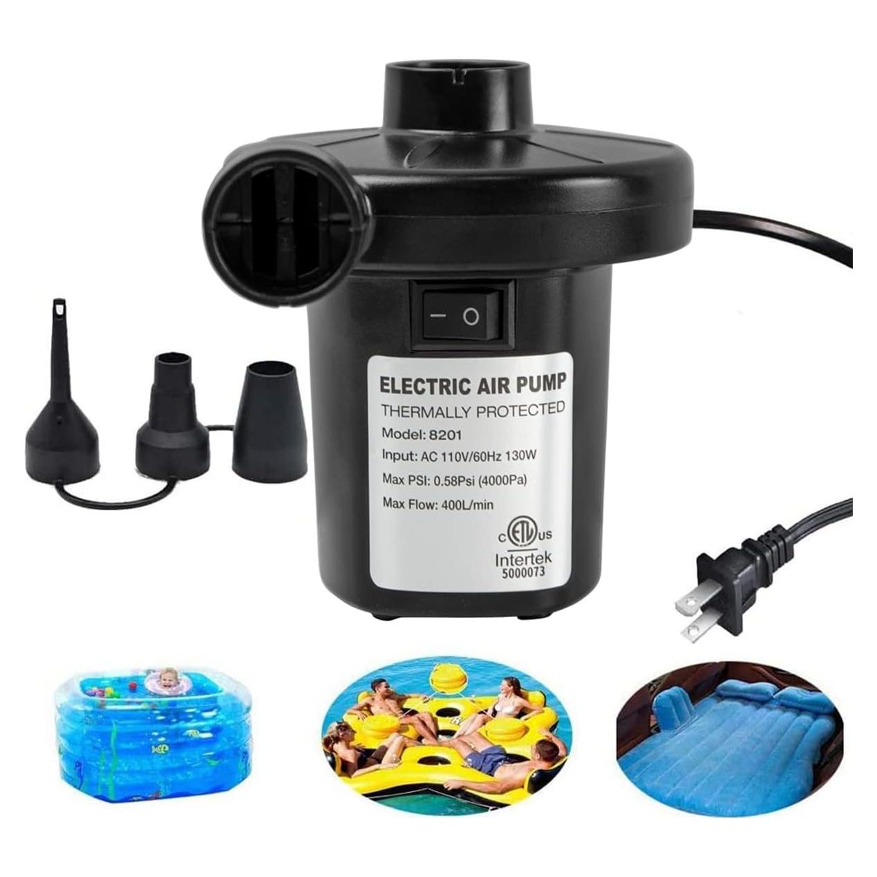 BOMPOW Bomba de Aire Eléctrica 130W Inflables Rápida Negra