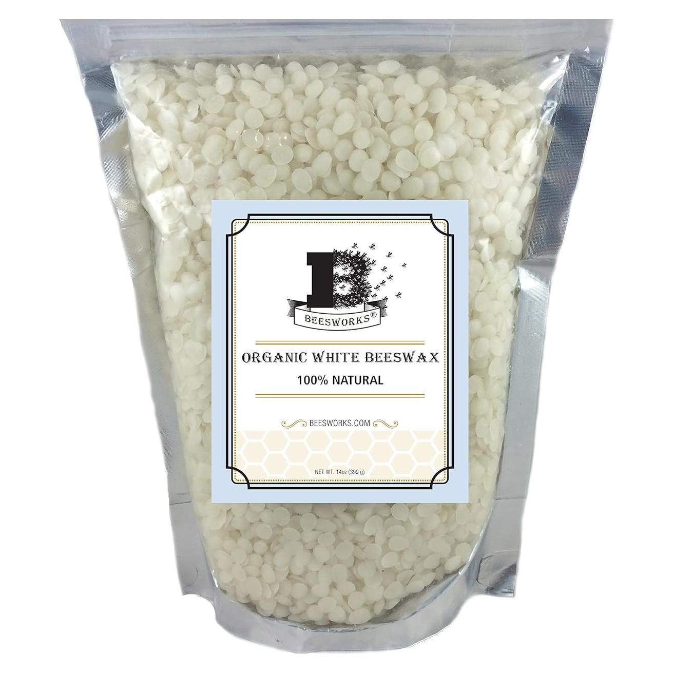 Pellets de Cera de Abeja Blanca Orgánica Beesworks 396g - Grado Cosmético