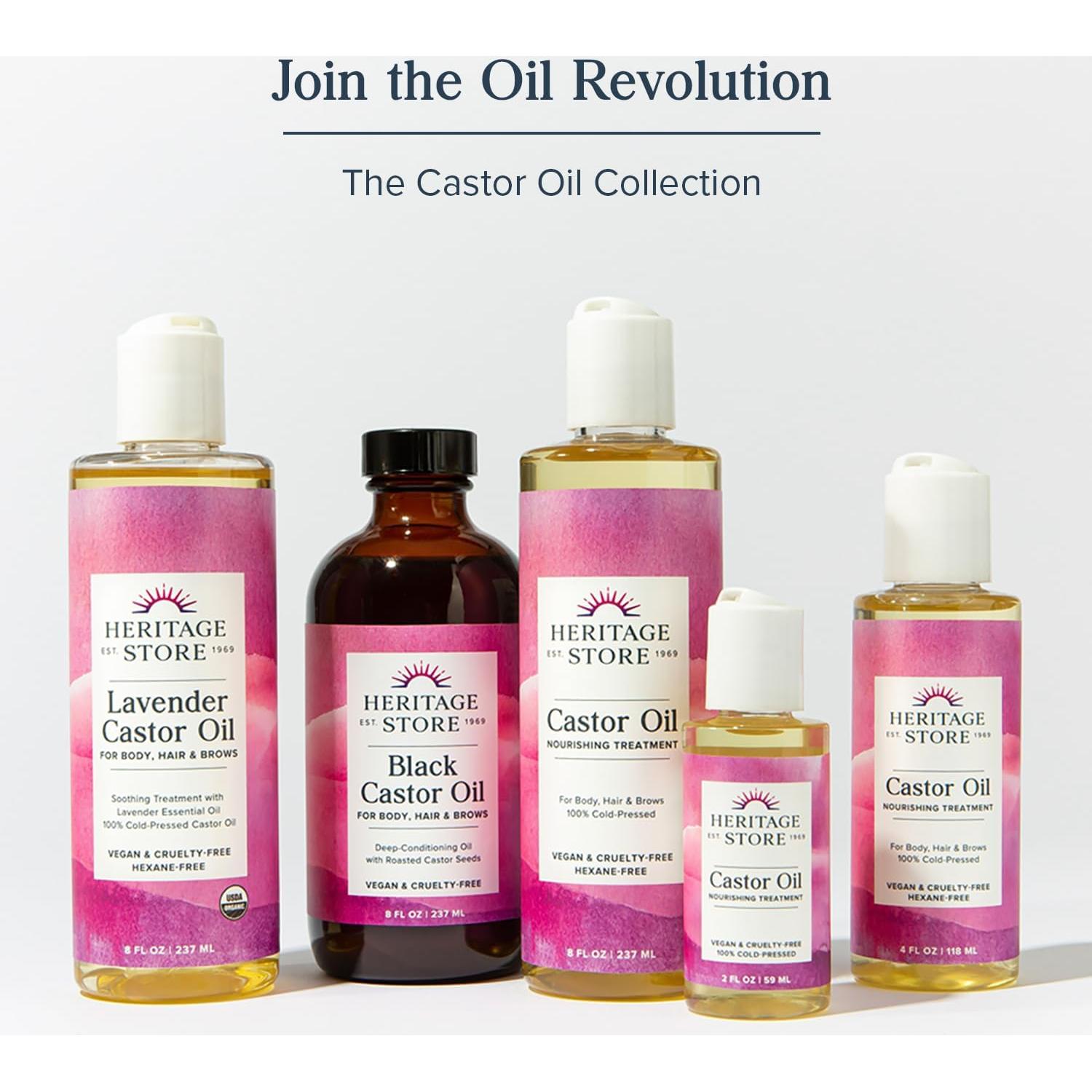 Aceite de Ricino Roll On Heritage Store 85g - Hidratación Piel y Cabello