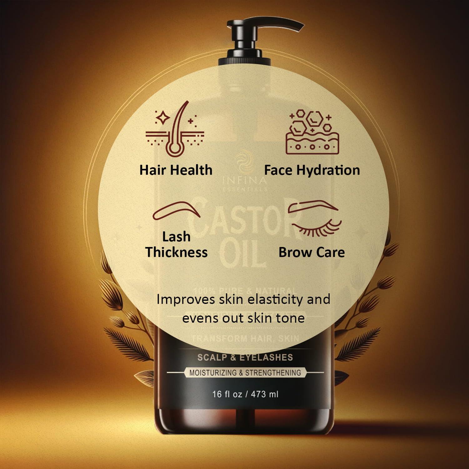 Aceite de Ricino Puro INFINA ESSENTIALS 473 ml - Hidratante